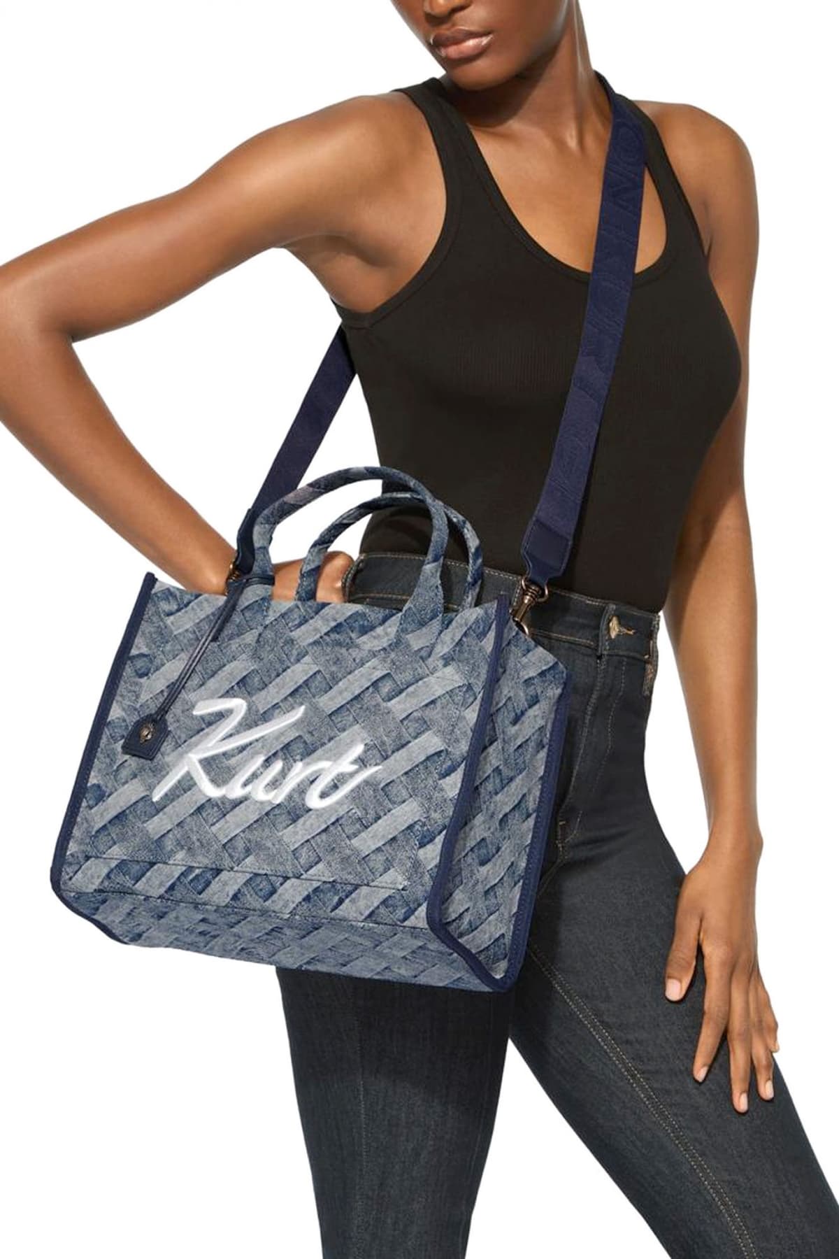 KURT GEIGER ΤΣΑΝΤΑ ΩΜΟΥ/CROSSBODY ΚURT TOTE IMANTAΣ LOGO DENIM ΜΠΛΕ