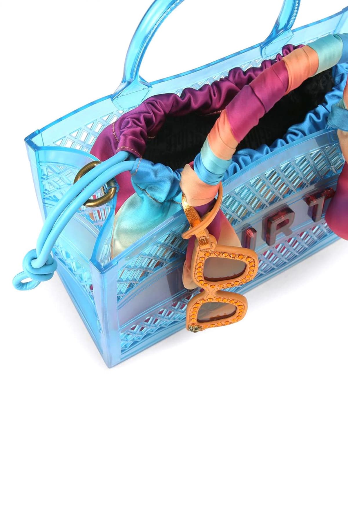 KURT GEIGER ΤΣΑΝΤΑ ΩΜΟΥ/CROSSBODY JELLY SM TOTE BAG ΔΙΑΦΑΝΗ ΕΠΙΠΡΟΣΘΕΤΟ ΠΟΥΓΚΙ LOGO MΠΛΕ/ΠΟΛΥΧΡΩΜΟ