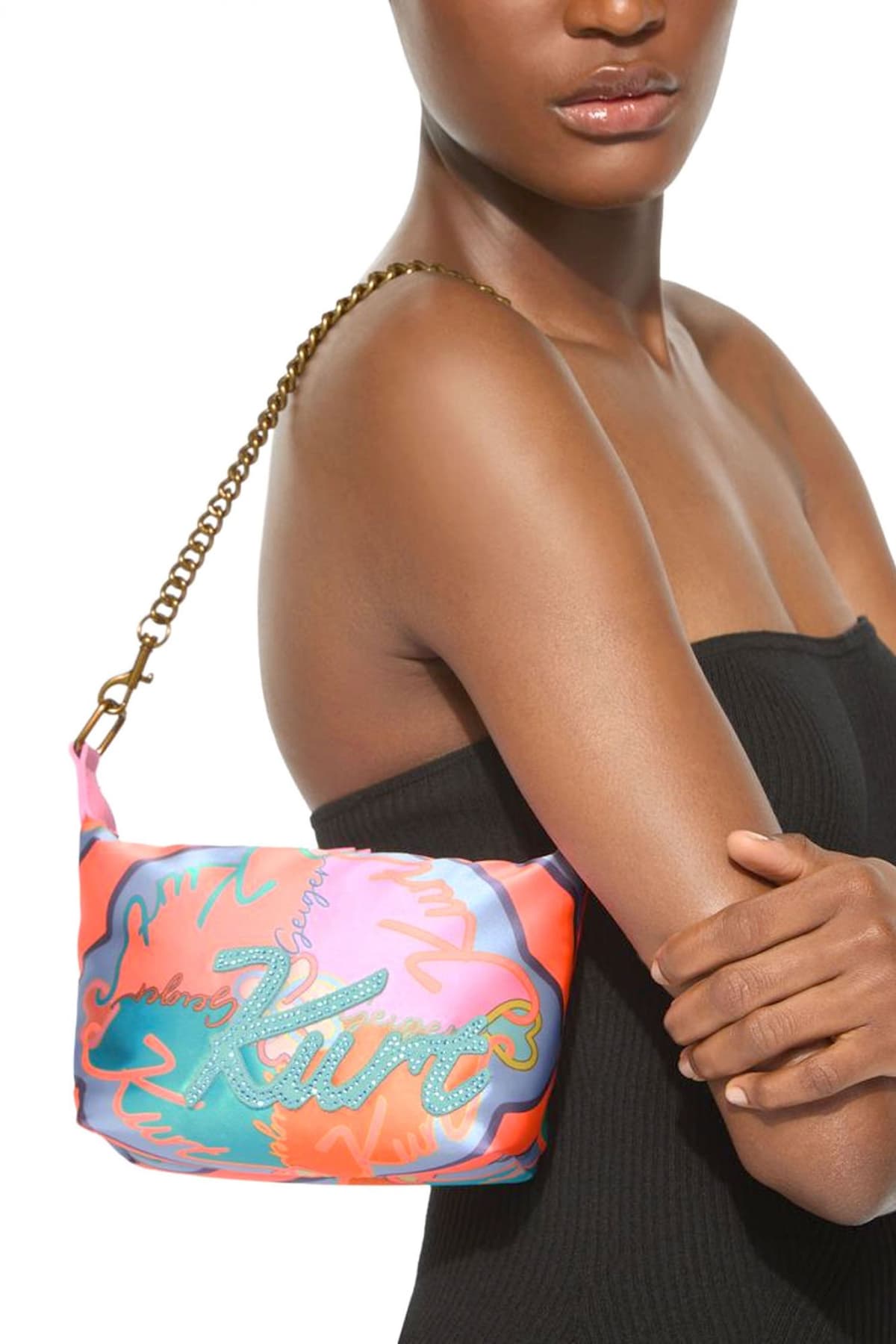 KURT GEIGER ΤΣΑΝΤΑ ΩΜΟΥ KURT SOFT SHOULDER BAG LOGO ΡΟΖ/ΠΟΛΥΧΡΩΜΟ