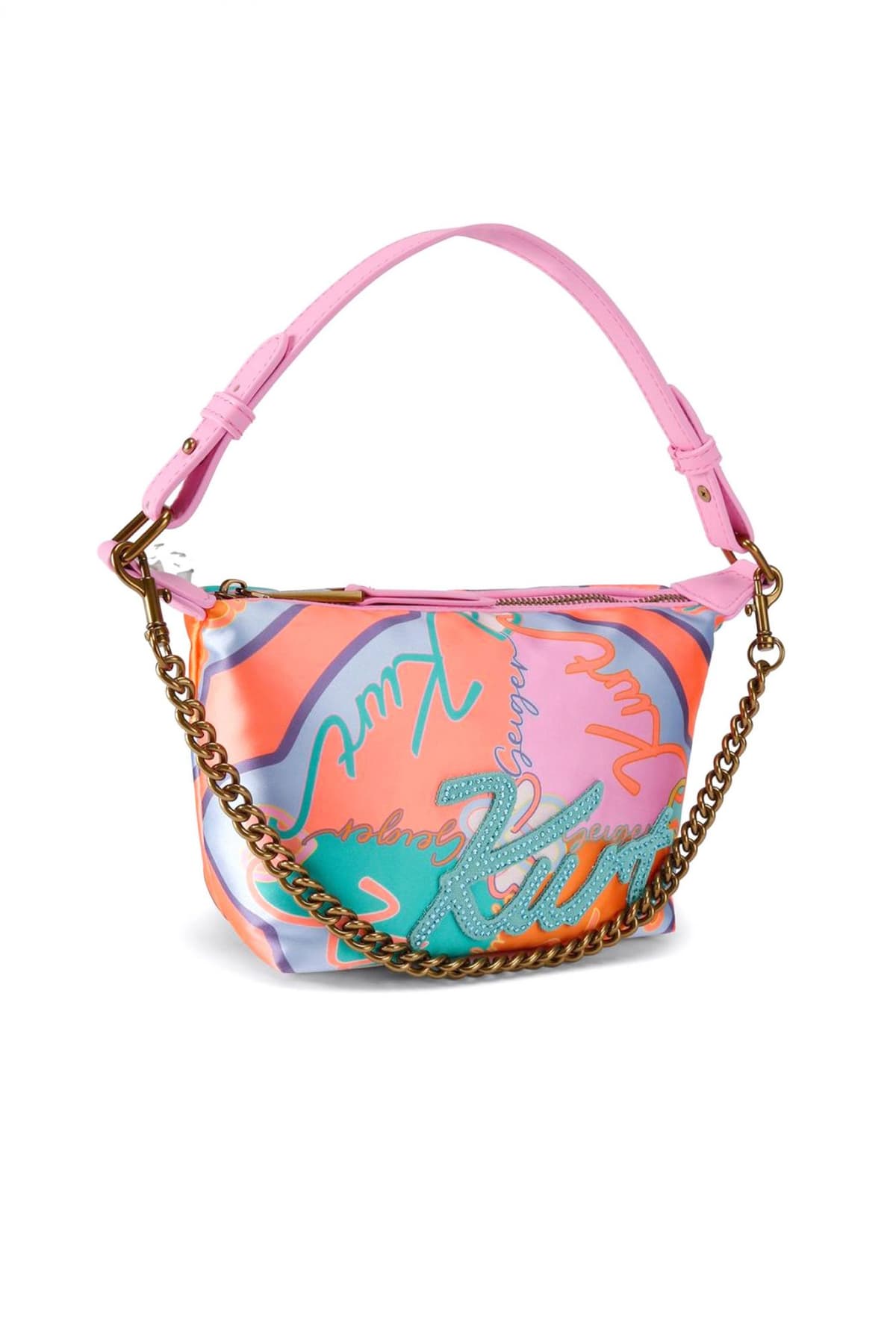 KURT GEIGER ΤΣΑΝΤΑ ΩΜΟΥ KURT SOFT SHOULDER BAG LOGO ΡΟΖ/ΠΟΛΥΧΡΩΜΟ