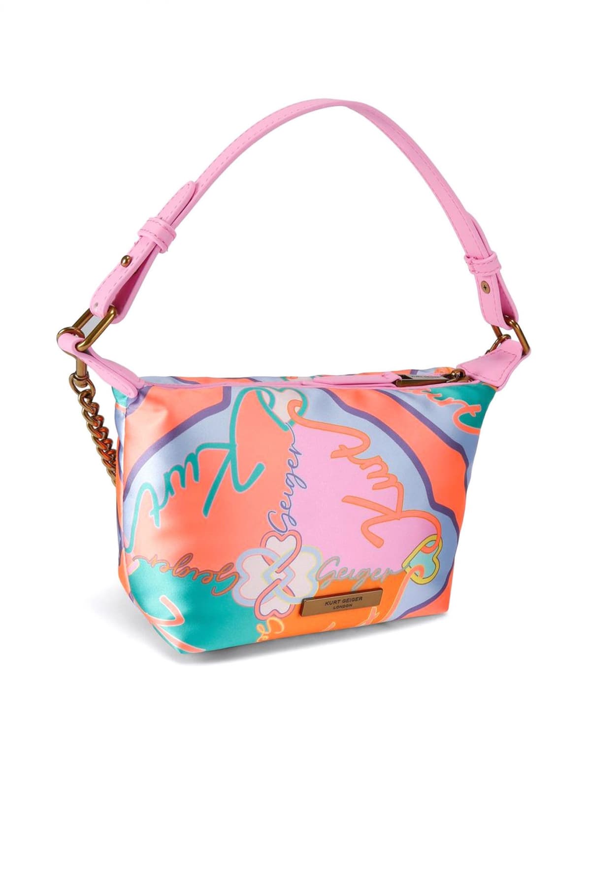 KURT GEIGER ΤΣΑΝΤΑ ΩΜΟΥ KURT SOFT SHOULDER BAG LOGO ΡΟΖ/ΠΟΛΥΧΡΩΜΟ