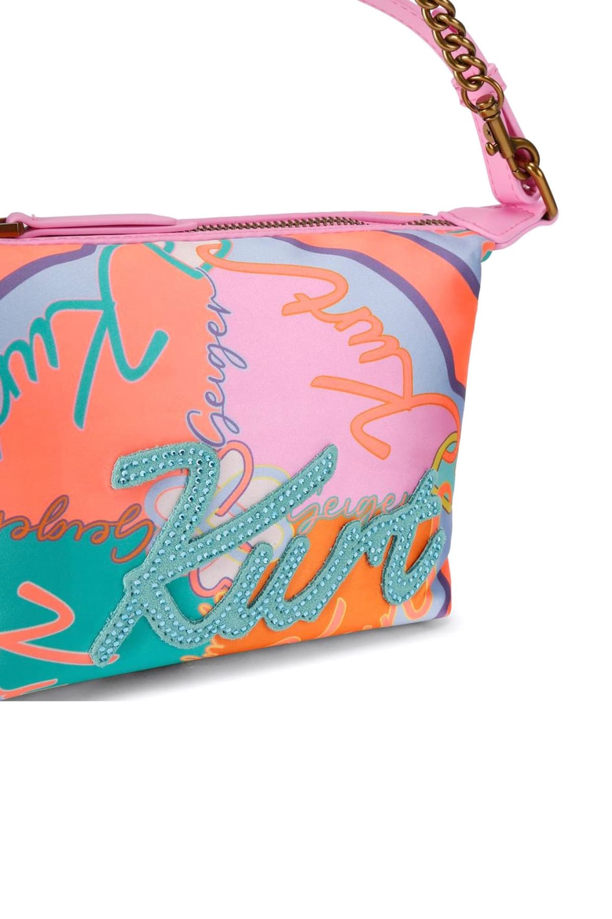 KURT GEIGER ΤΣΑΝΤΑ ΩΜΟΥ KURT SOFT SHOULDER BAG LOGO ΡΟΖ/ΠΟΛΥΧΡΩΜΟ