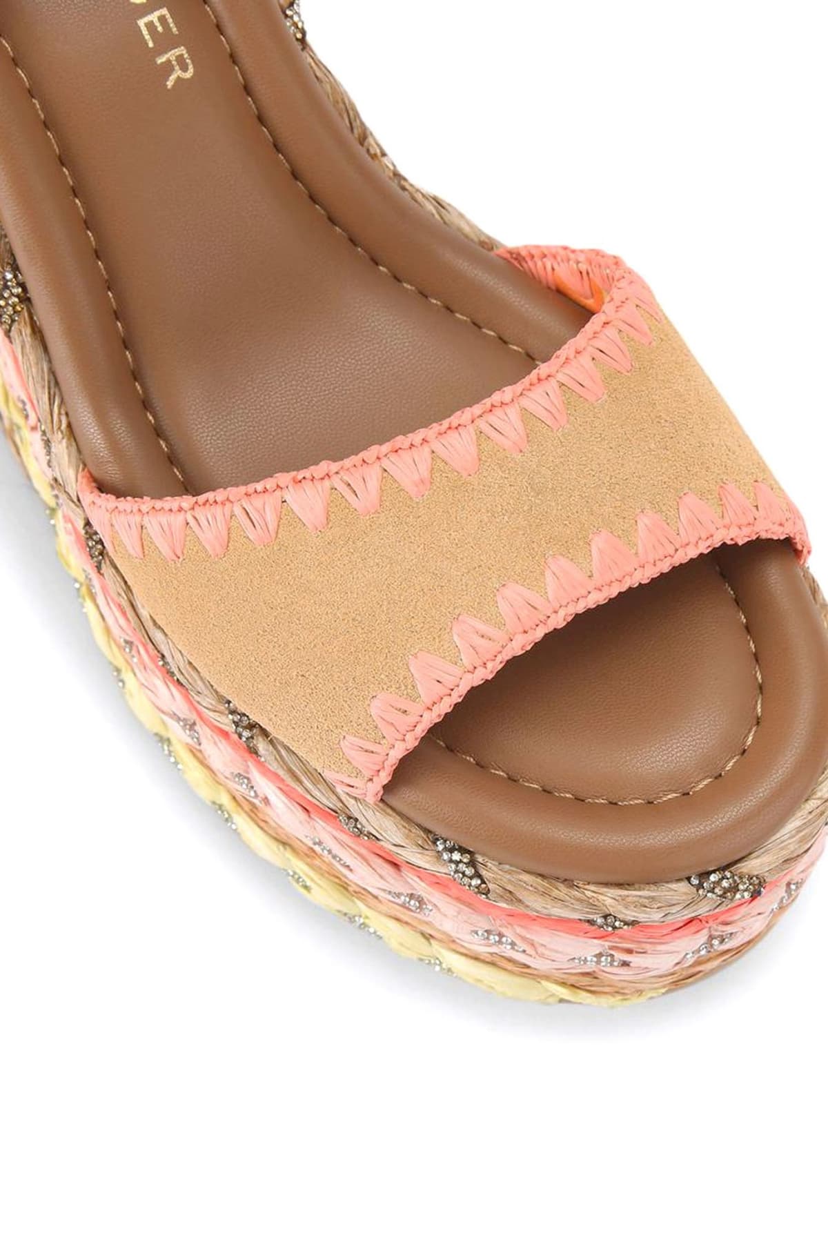 KURT GEIGER ΠΑΠΟΥΤΣΙΑ ΠΛΑΤΦΟΡΜΕΣ CHELSEA SCARF WEDGE ΣΤΡΑΣ LOGO ΜΠΕΖ/ΠΟΛΥΧΡΩΜΟ