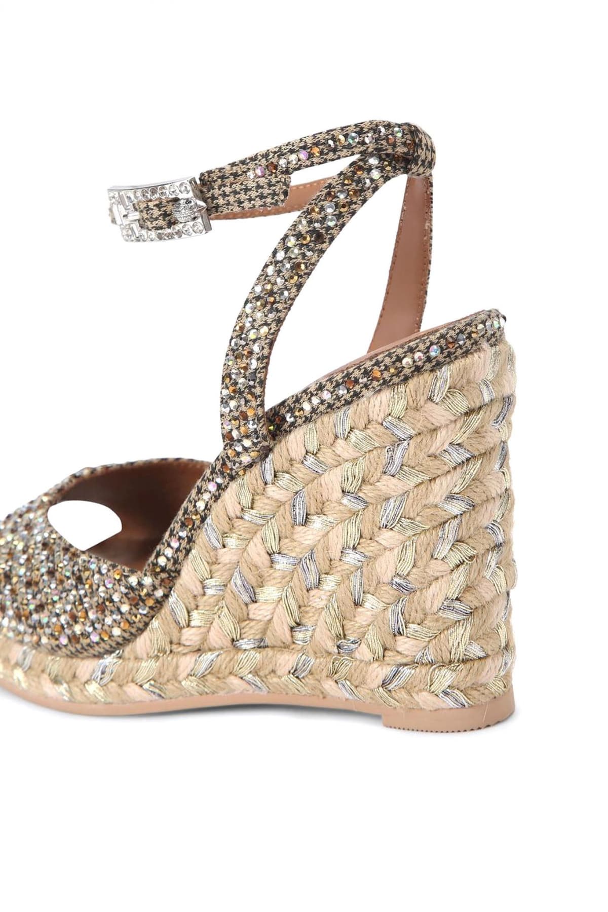 KURT GEIGER ΠΑΠΟΥΤΣΙΑ ΠΛΑΤΦΟΡΜΕΣ ESPADRILLE WEDGE ΣΤΡΑΣ LOGO ΜΠΕΖ/ΧΡΥΣΟ