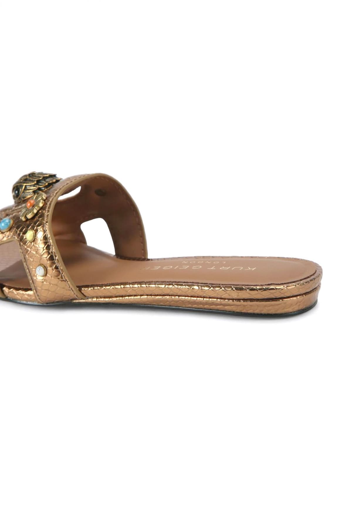 KURT GEIGER ΠΑΠΟΥΤΣΙΑ ΠΑΝΤΟΦΛΕΣ EAGLE CUT OUT FLAT SDL ΧΑΝΤΡΕΣ ΣΧΕΔΙΑ LOGO MΠΡΟΝΖΕ