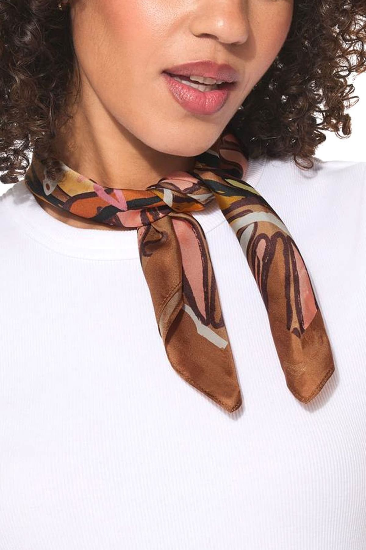 KURT GEIGER ΦΟΥΛΑΡI BANDANA SCARF LOGO ΚΑΦΕ/ΠΟΛΥΧΡΩΜΟ