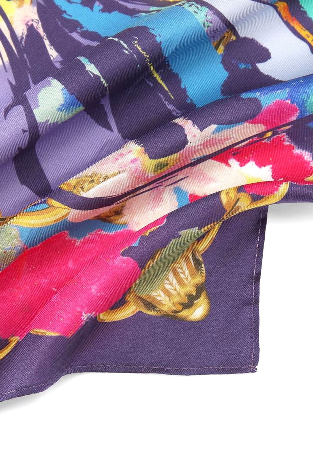 KURT GEIGER ΦΟΥΛΑΡI BANDANA SCARF LOGO MΩΒ/ΠΟΛΥΧΡΩΜΟ