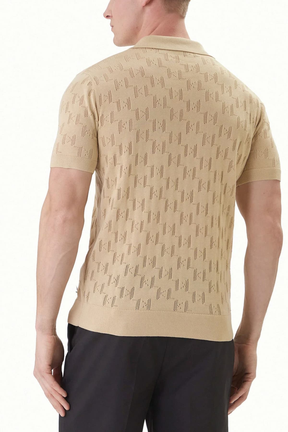 KARL LAGERFELD ΠΛΕΚΤΟ POLO ALL OVER LOGO ΜΠΕΖ