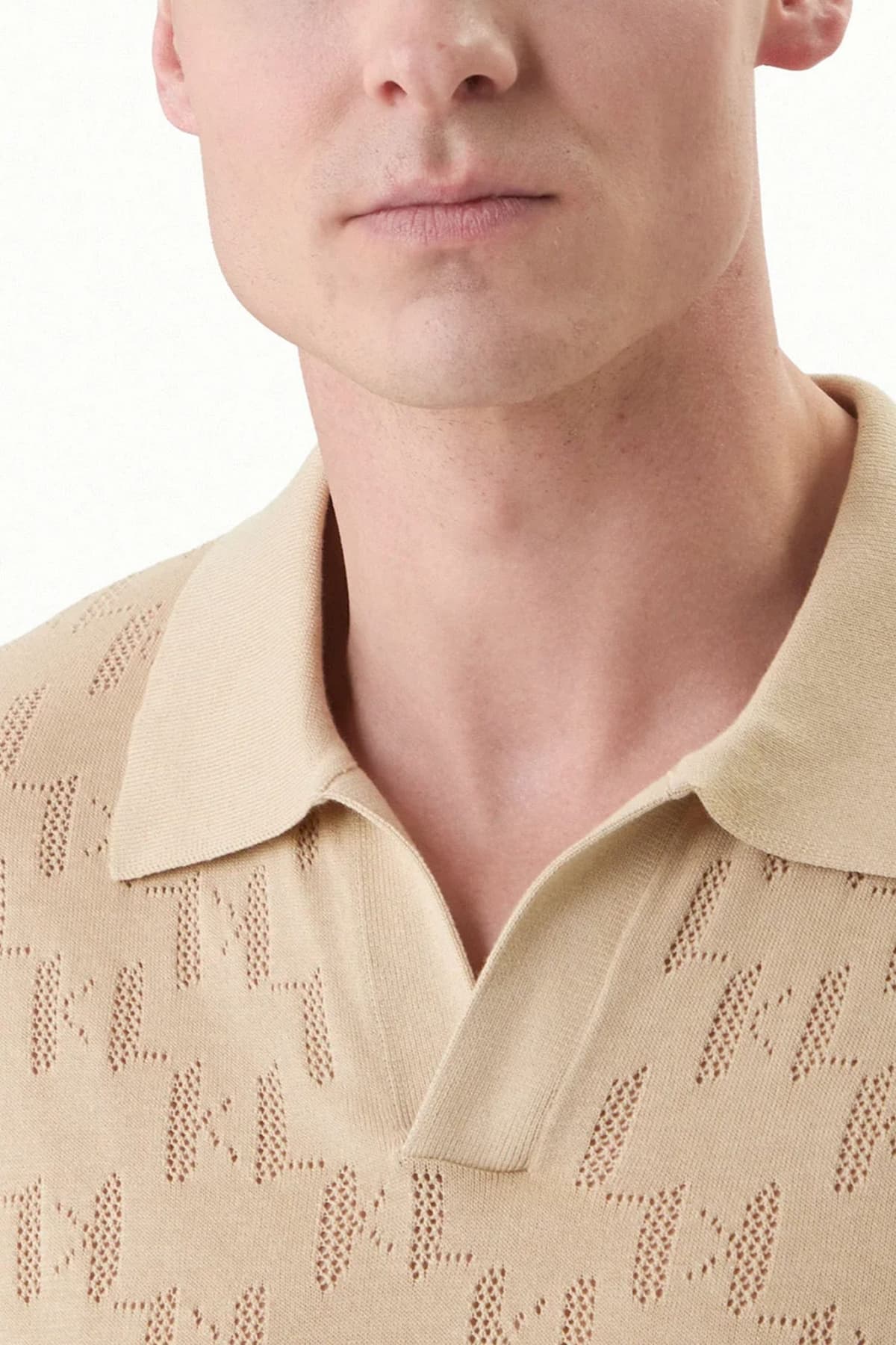 KARL LAGERFELD ΠΛΕΚΤΟ POLO ALL OVER LOGO ΜΠΕΖ