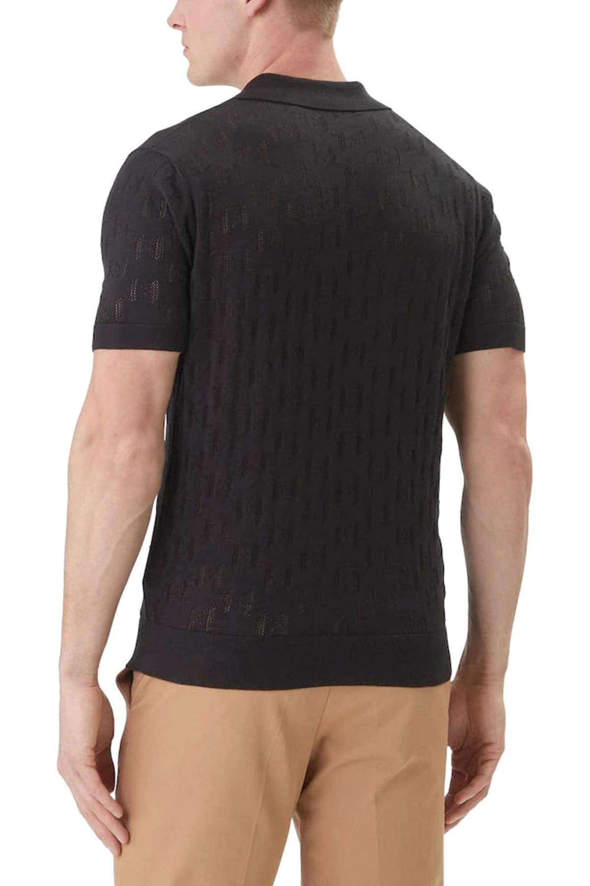 KARL LAGERFELD ΠΛΕΚΤΟ POLO ALL OVER LOGO ΜΑΥΡΟ