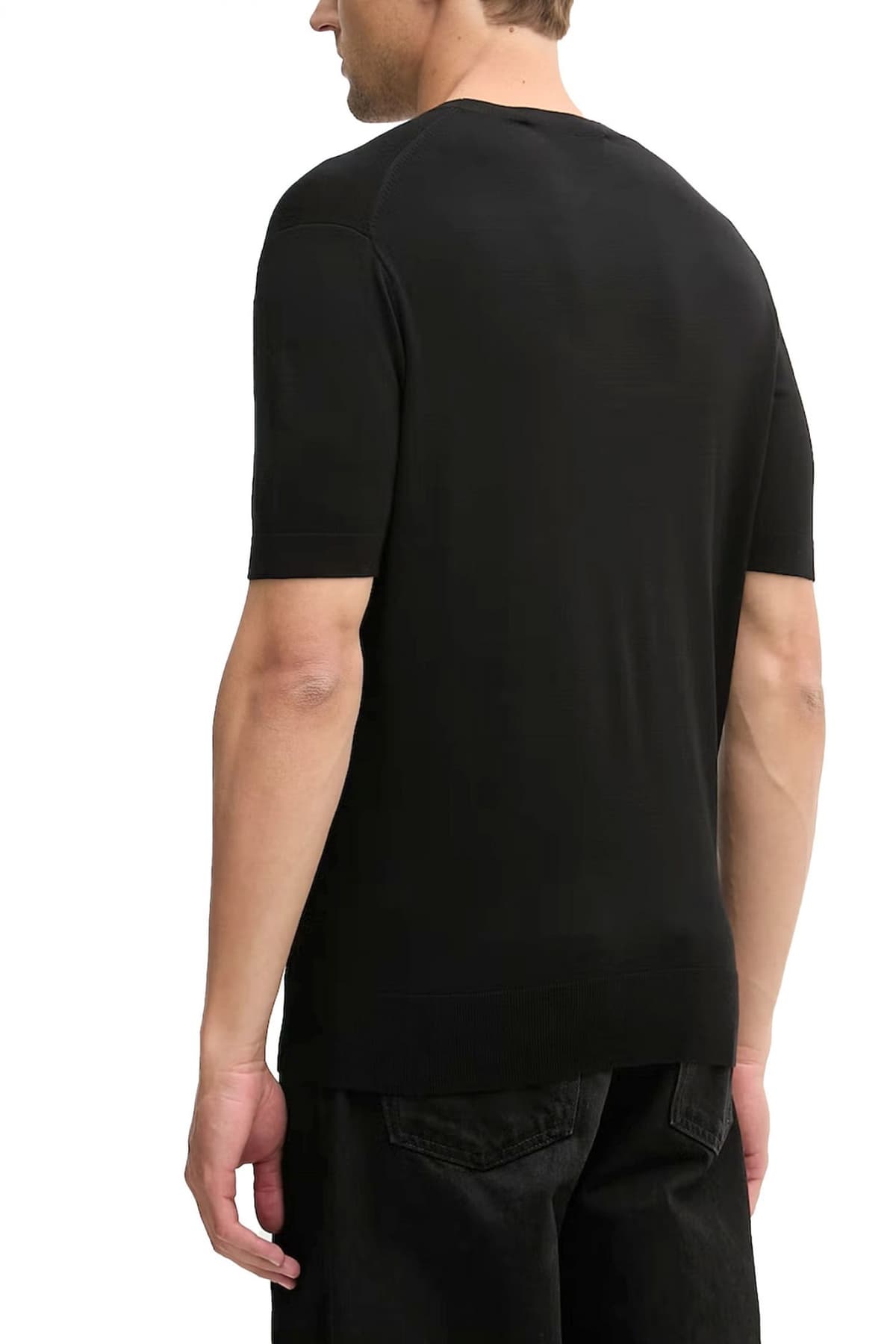 KARL LAGERFELD ΠΛΕΚΤΟ CREWNECK KONTOMANIKO LOGO ΜΑΥΡΟ