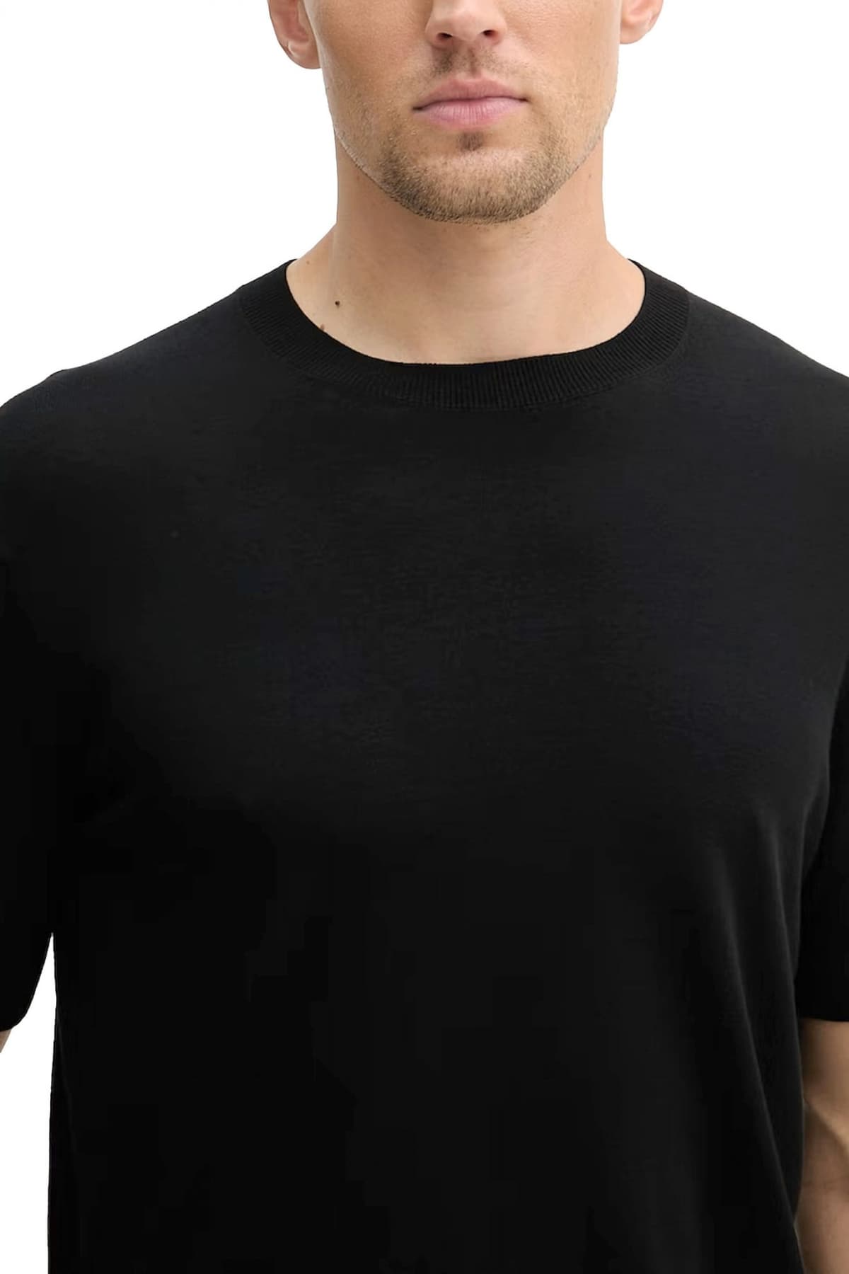 KARL LAGERFELD ΠΛΕΚΤΟ CREWNECK KONTOMANIKO LOGO ΜΑΥΡΟ