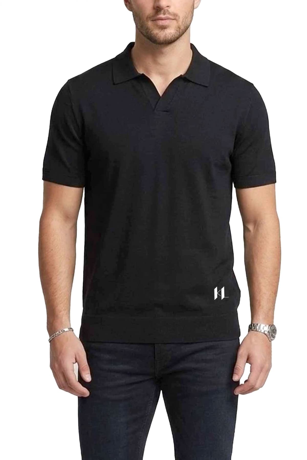 KARL LAGERLFELD POLO ΠΛΕΚΤΟ lOGO ΜΑΥΡΟ