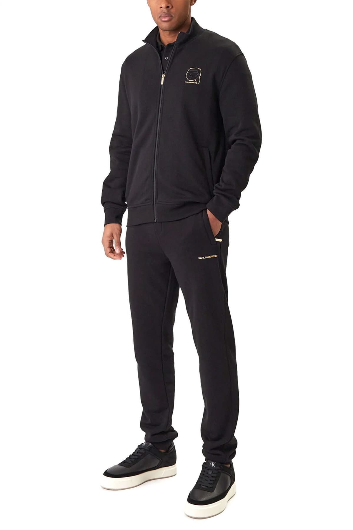 KARL LAGERFELD ΦΟΥΤΕΡ ZIPHOOD GOLD LOGO ΜΑΥΡΟ