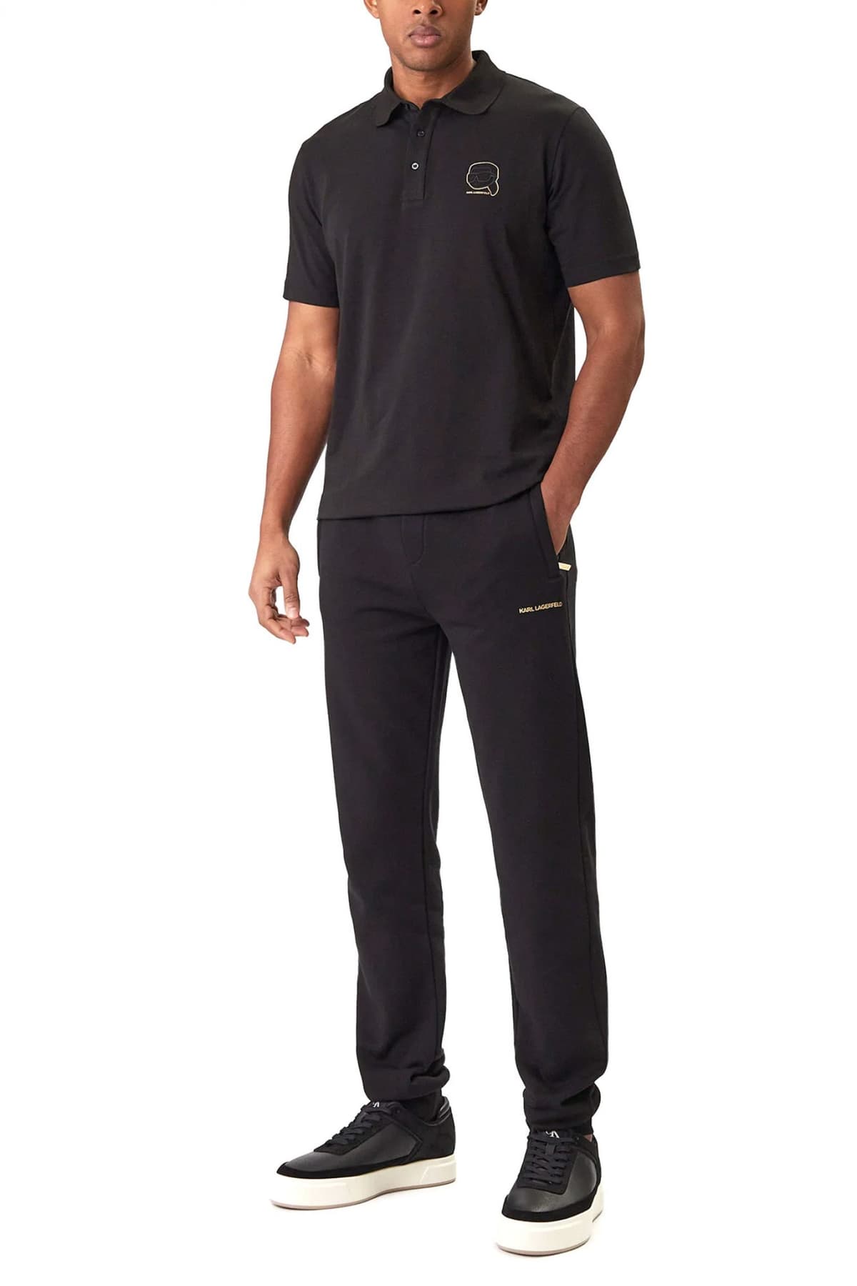 KARL LAGERFELD ΠΑΝΤΕΛΟΝΙ ΦΟΡΜΑ GOLD LOGO ΜΑΥΡΟ