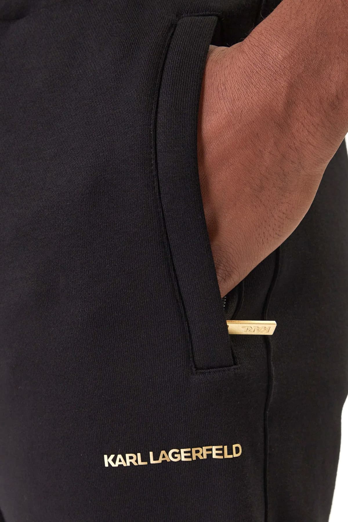 KARL LAGERFELD ΠΑΝΤΕΛΟΝΙ ΦΟΡΜΑ GOLD LOGO ΜΑΥΡΟ