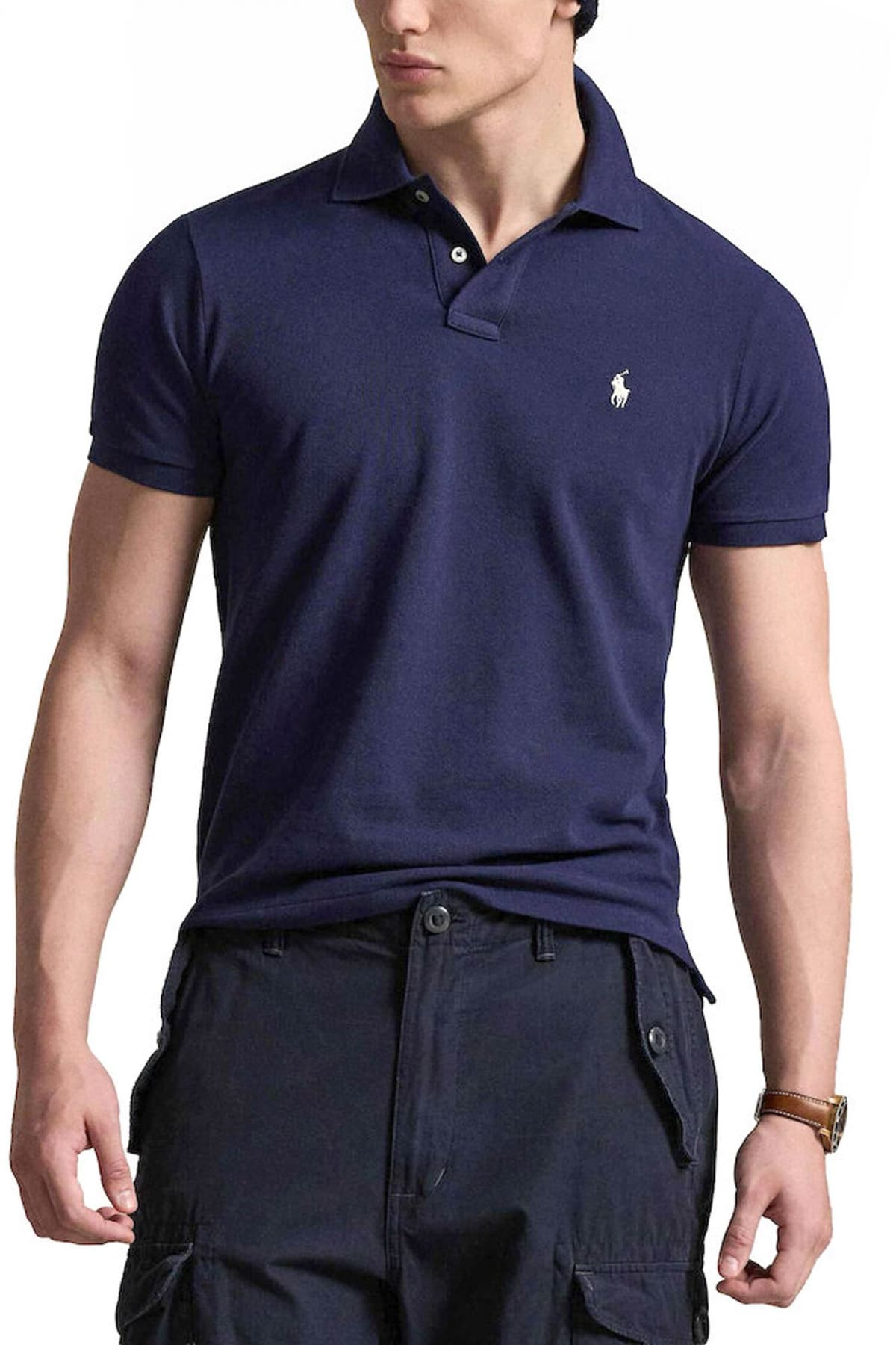 RALPH LAUREN POLO CUSTOM SLIM FIT LOGO ΜΠΛΕ
