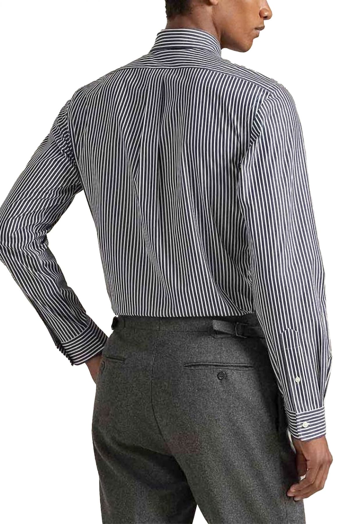 RALPH LAUREN ΠΟΥΚΑΜΙΣΟ ΡΙΓΕ BUTTON DOWN CUSTOM FIT STRETCH ΜΠΛΕ-ΛΕΥΚΟ