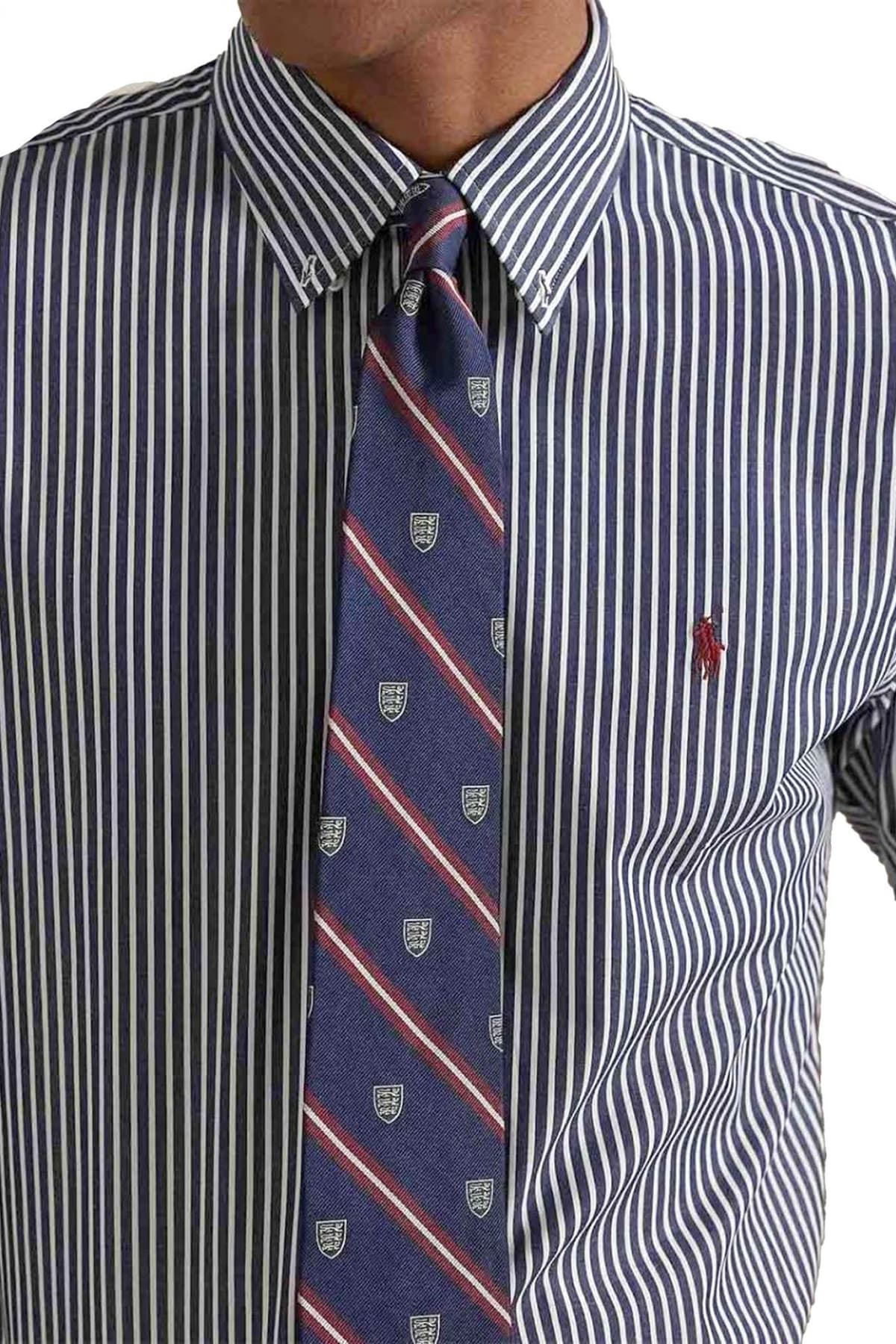 RALPH LAUREN ΠΟΥΚΑΜΙΣΟ ΡΙΓΕ BUTTON DOWN CUSTOM FIT STRETCH ΜΠΛΕ-ΛΕΥΚΟ