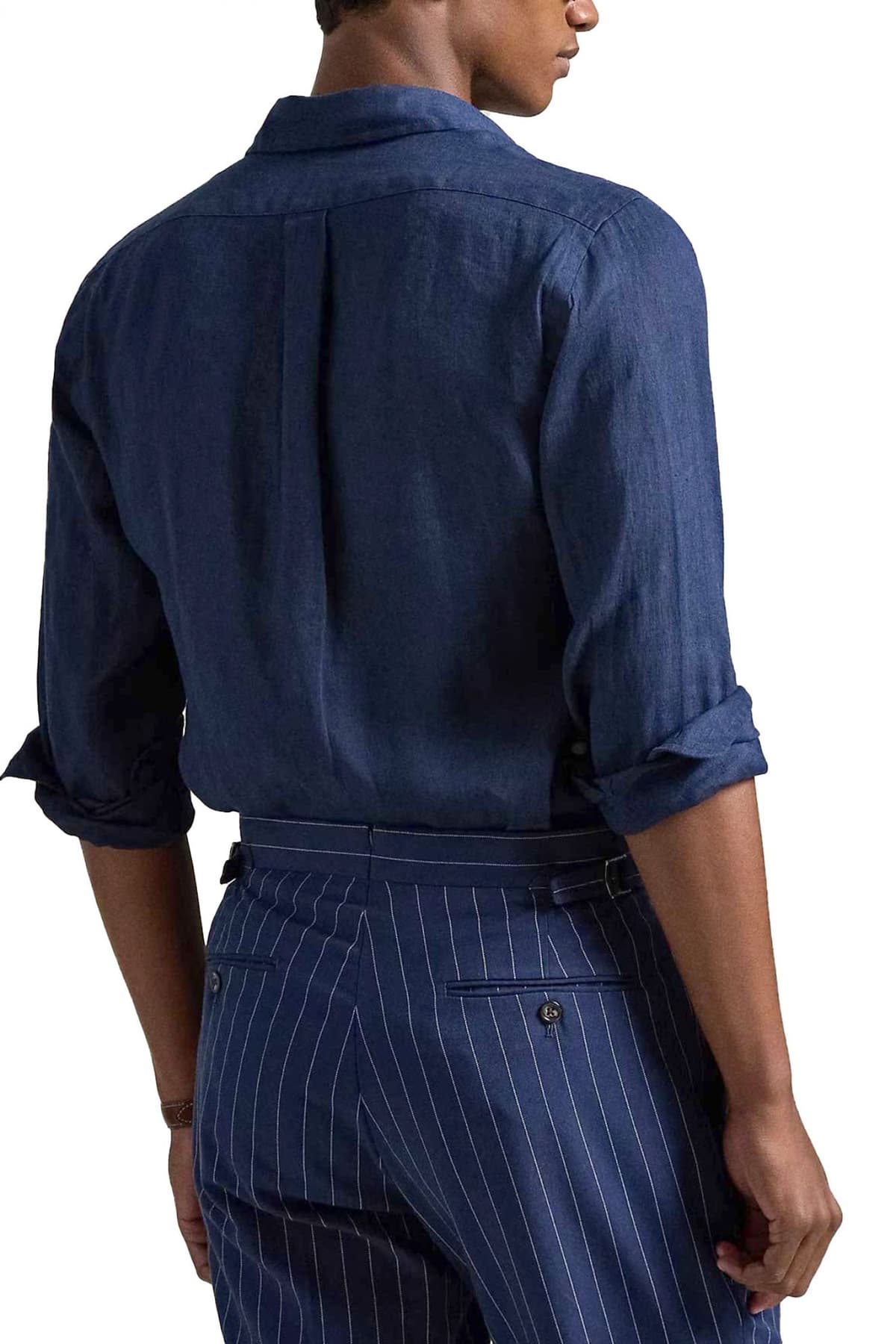 RALPH LAUREN ΠΟΥΚΑΜΙΣΟ ΛΙΝΟ BUTTON DOWN CUSTOM FIT LOGO ΜΠΛΕ