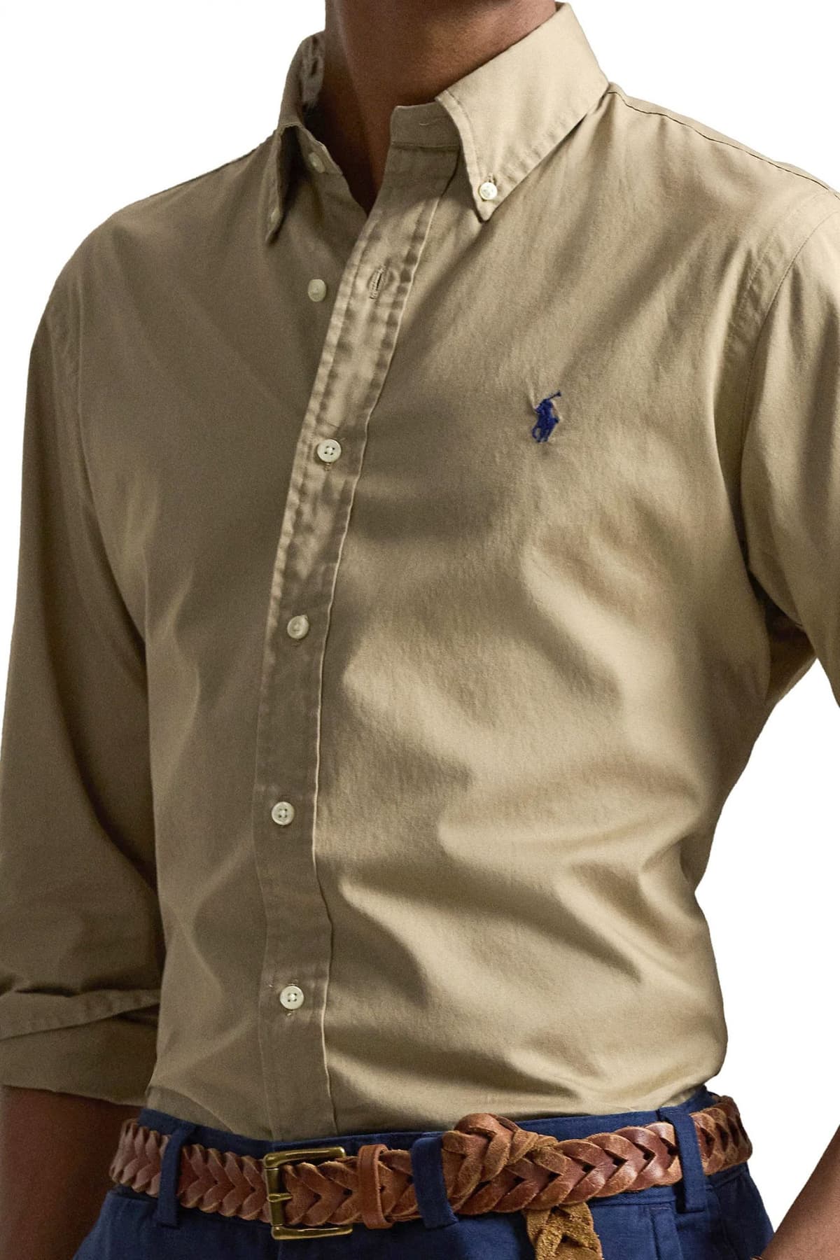 RALPH LAUREN ΠΟΥΚΑΜΙΣΟ BUTTON DOWN FEATHER WEIGHT TWILL ΜΠΕΖ