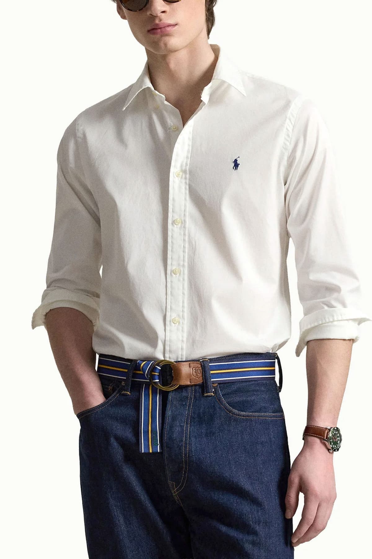 RALPH LAUREN ΠΟΥΚΑΜΙΣΟ BUTTON DOWN CUSTOM FIT FEATHER WEIGHT TWILL ΛΕΥΚΟ