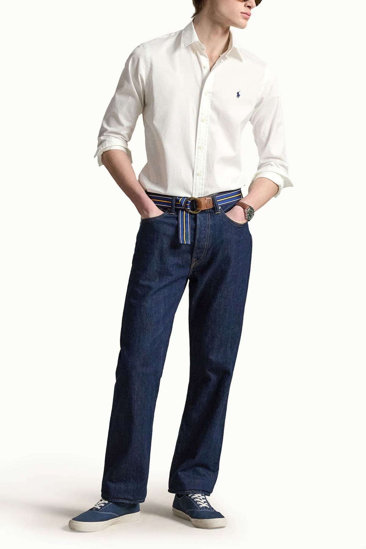 RALPH LAUREN ΠΟΥΚΑΜΙΣΟ BUTTON DOWN CUSTOM FIT FEATHER WEIGHT TWILL ΛΕΥΚΟ