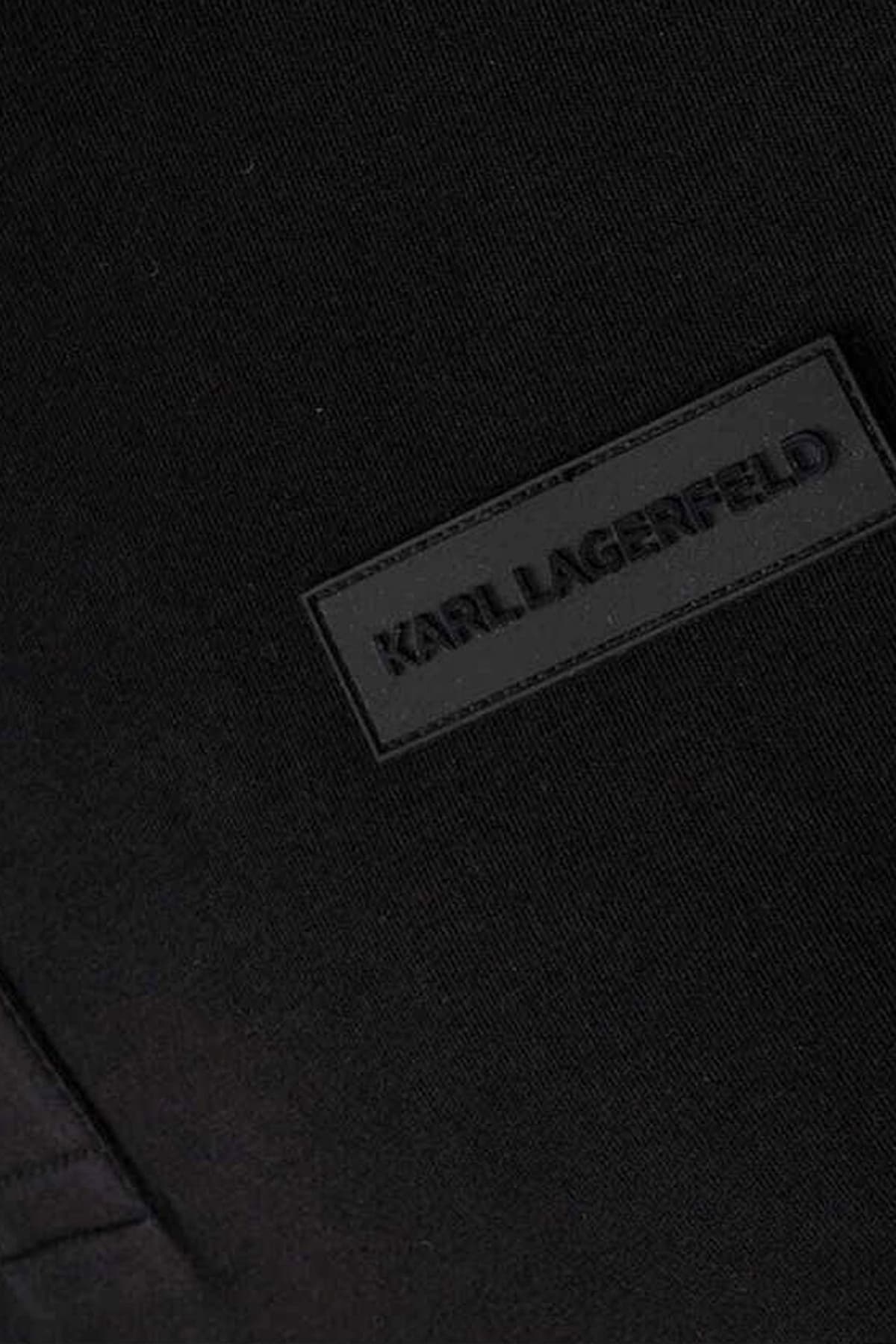 KARL LAGERFELD T-SHIRT HALFBUTTON LOGO ΜΑΥΡΟ