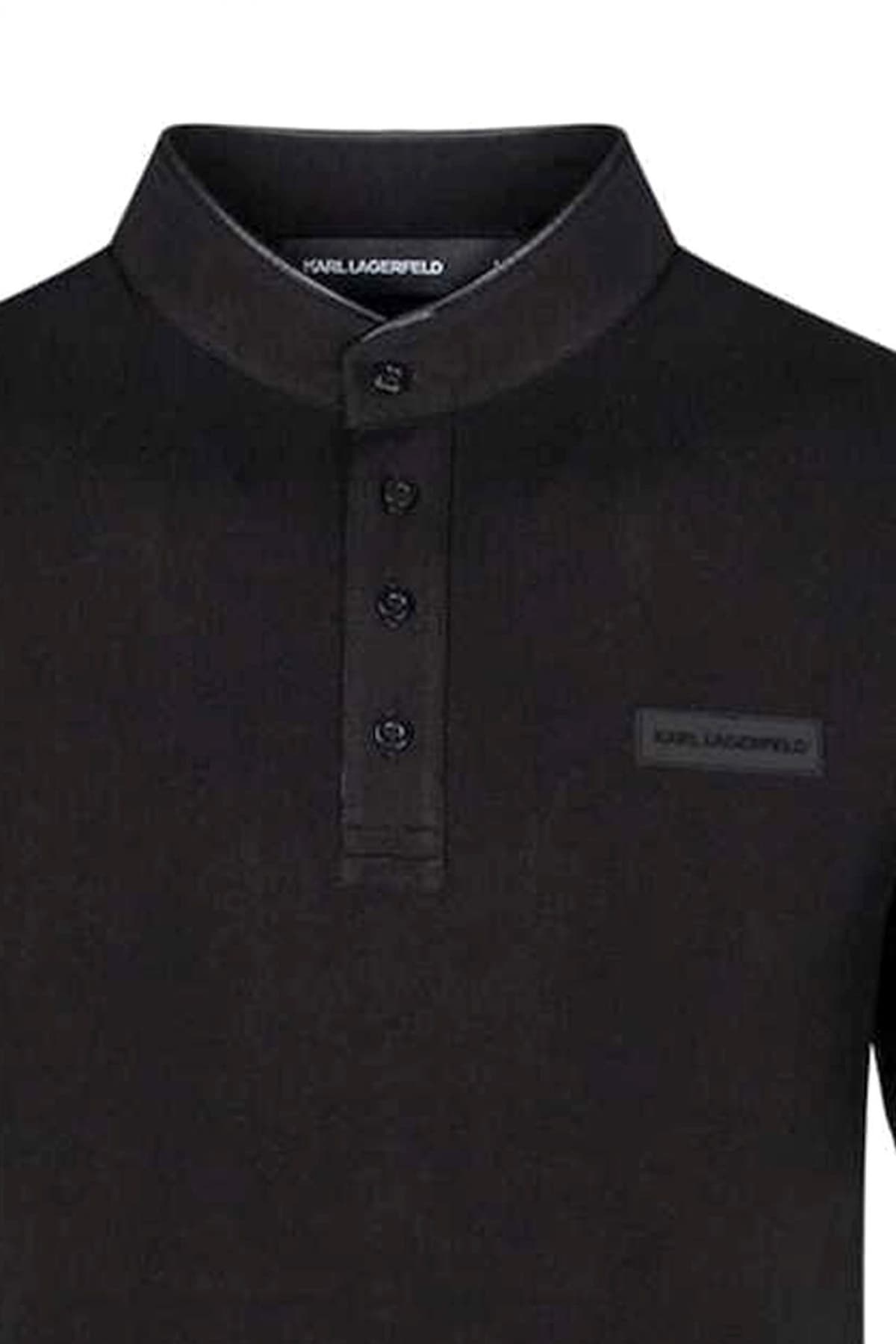 KARL LAGERFELD T-SHIRT HALFBUTTON LOGO ΜΑΥΡΟ