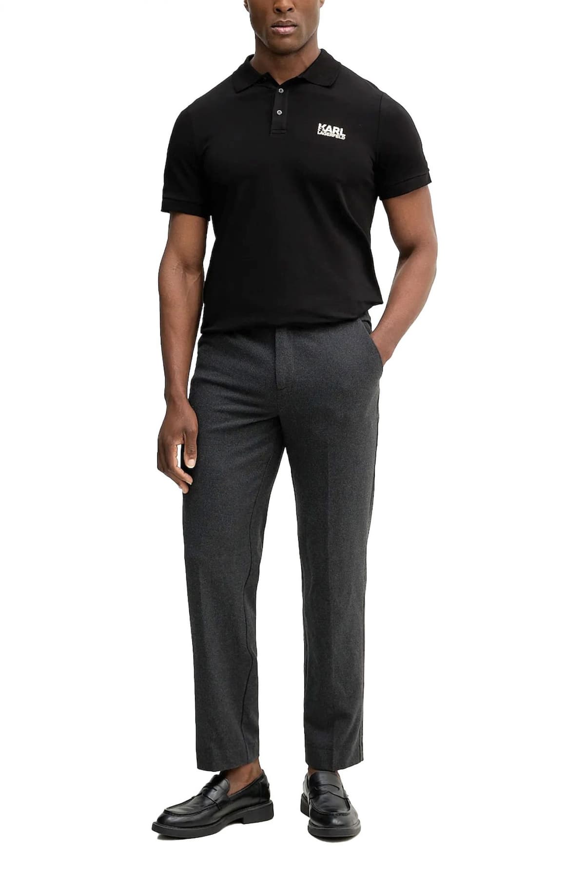 KARL LAGERFELD POLO GOLD LOGO ΜΑΥΡΟ