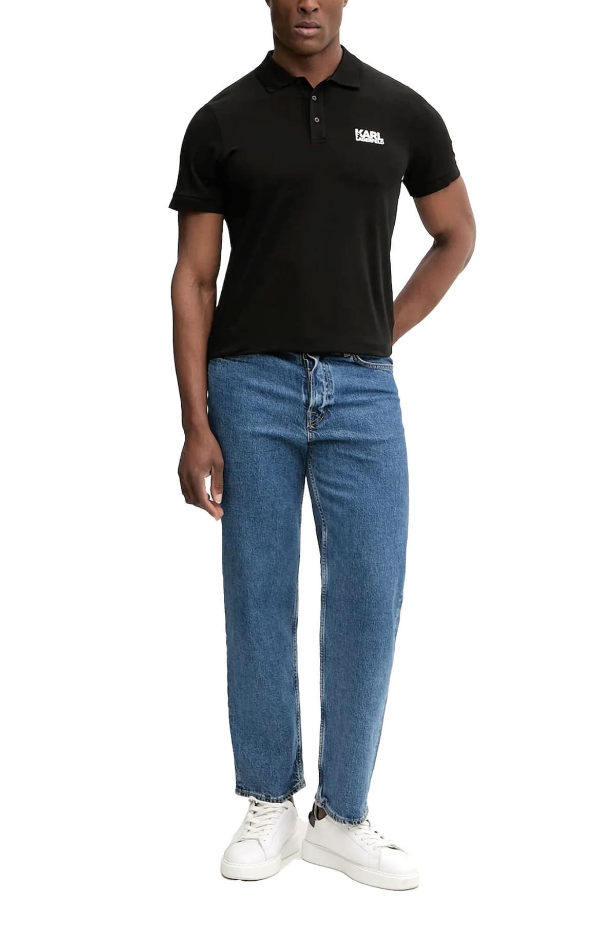 KARL LAGERFELD POLO LOGO ΜΑΥΡΟ