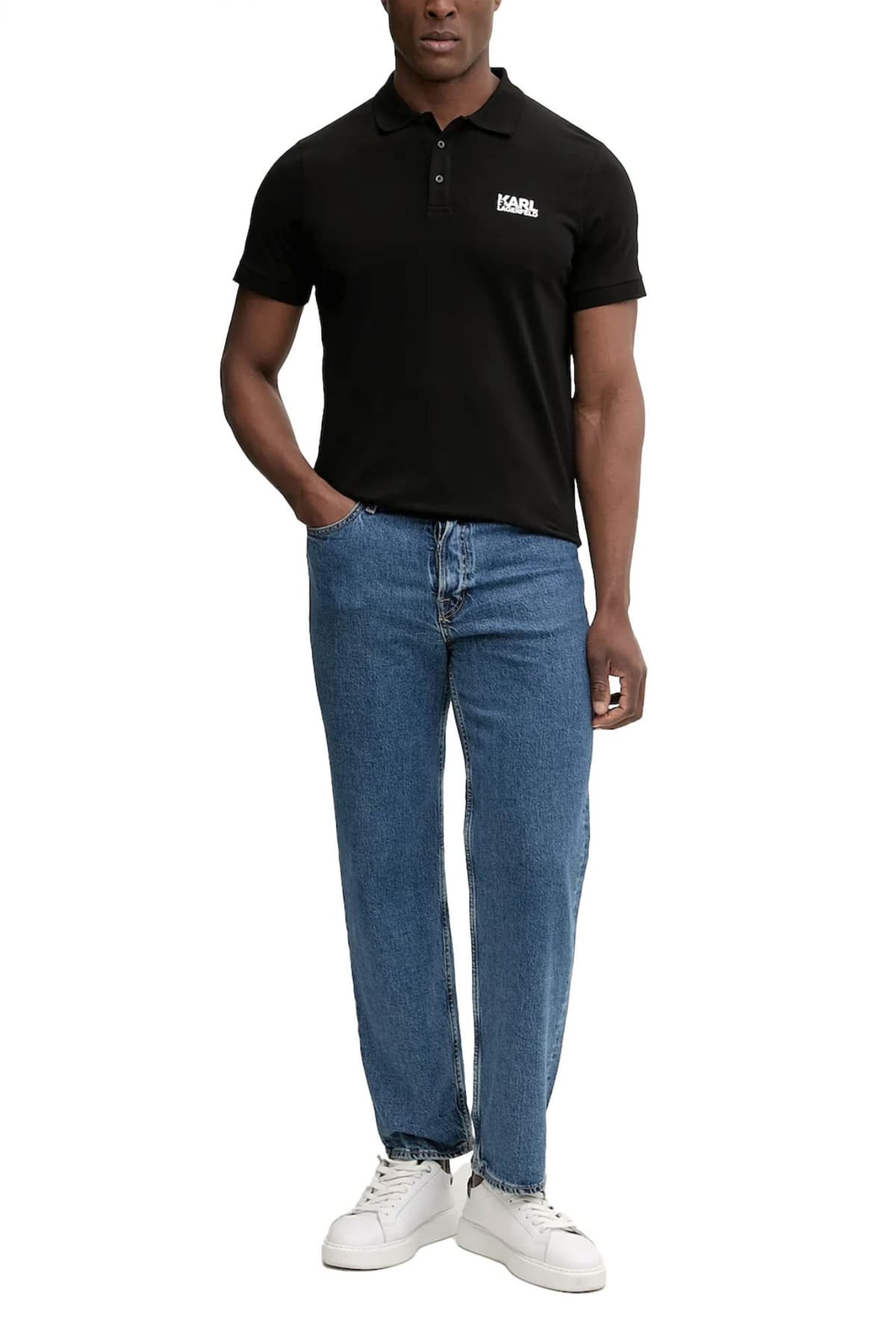 KARL LAGERFELD POLO LOGO ΜΑΥΡΟ