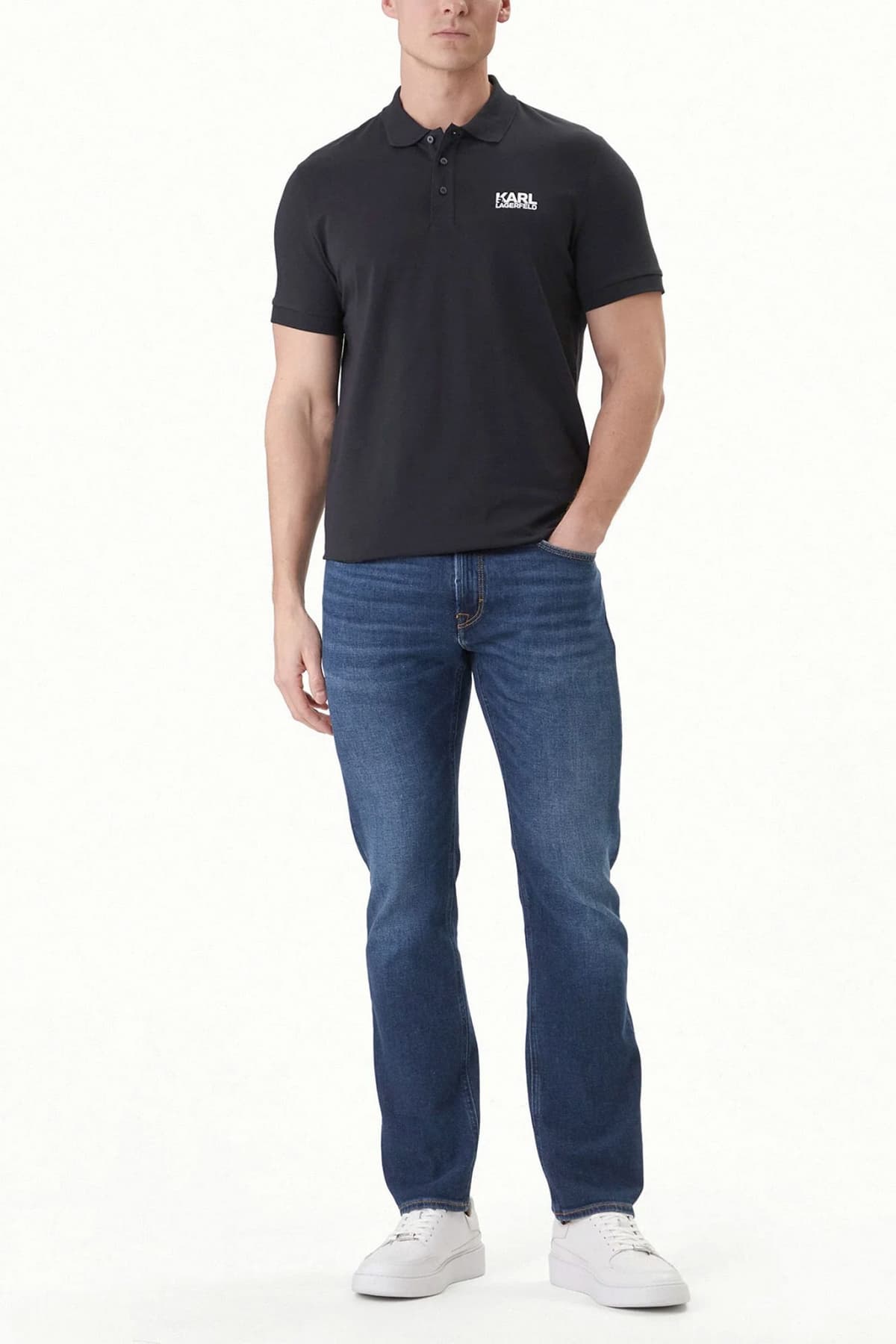 KARL LAGERFELD POLO LOGO ΜΠΛΕ