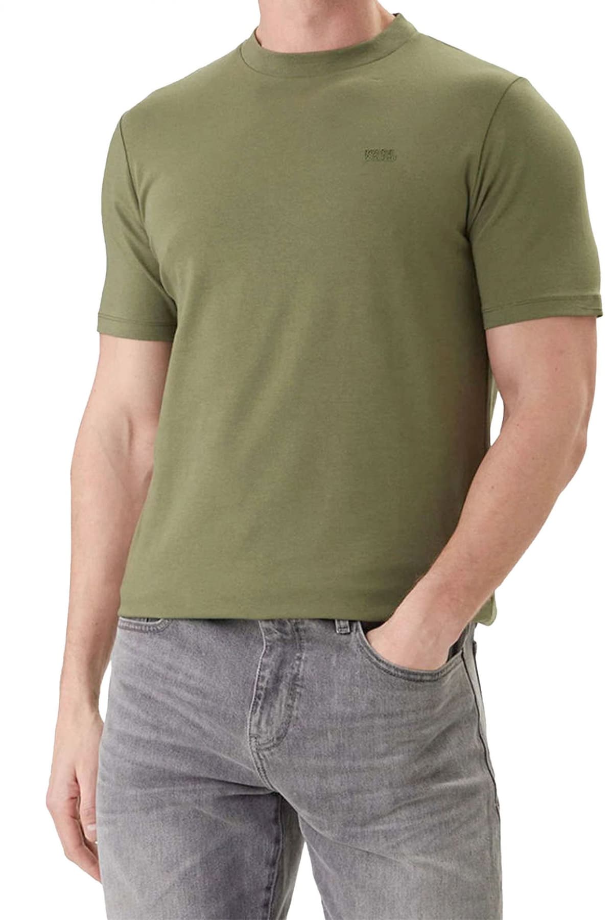 KARL LAGERFELD T-SHIRT CREW NECK LOGO ΧΑΚΙ