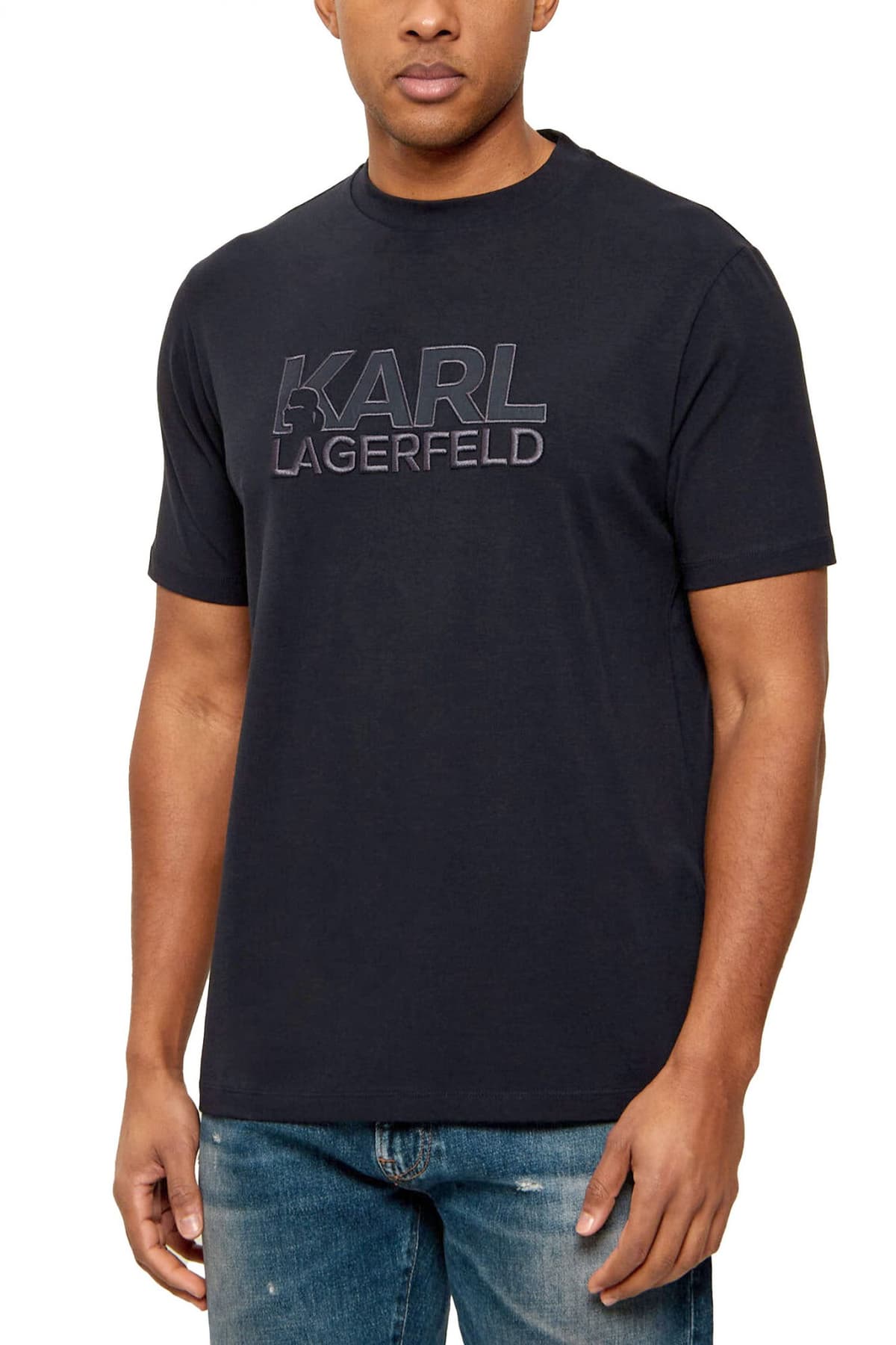 KARL LAGERFELD T-SHIRT LOGO ΜΠΛΕ
