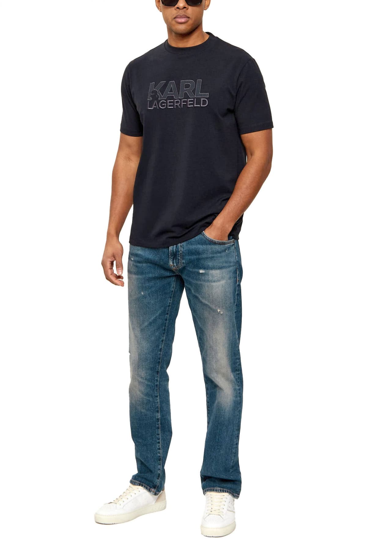 KARL LAGERFELD T-SHIRT LOGO ΜΠΛΕ