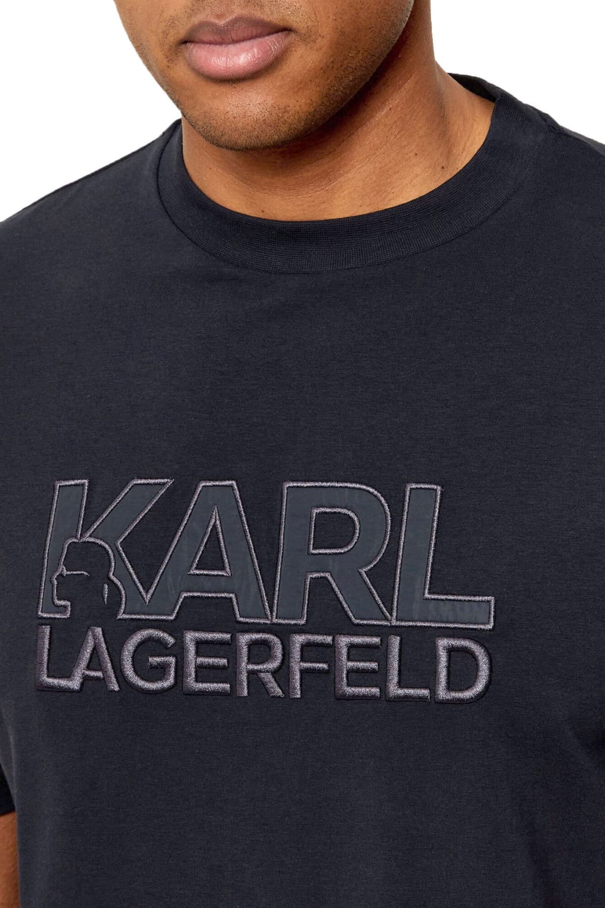 KARL LAGERFELD T-SHIRT LOGO ΜΠΛΕ