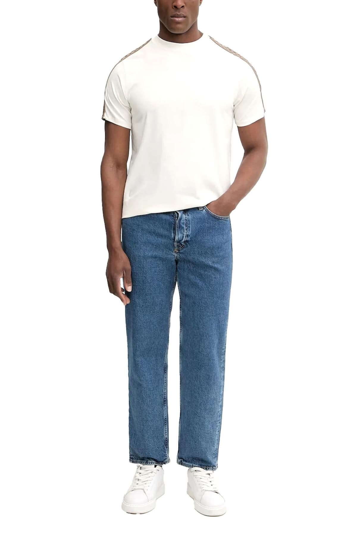 KARL LAGERFELD T-SHIRT CREW NECK LOGO ΕΚΡΟΥ