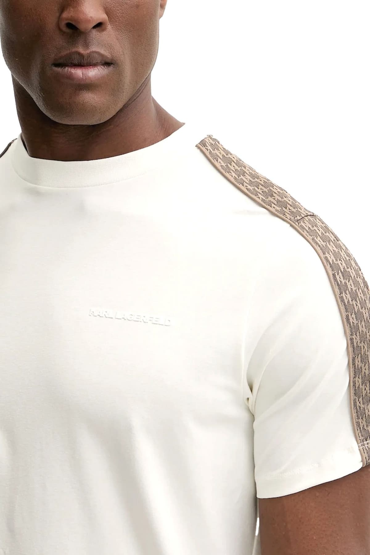 KARL LAGERFELD T-SHIRT CREW NECK LOGO ΕΚΡΟΥ