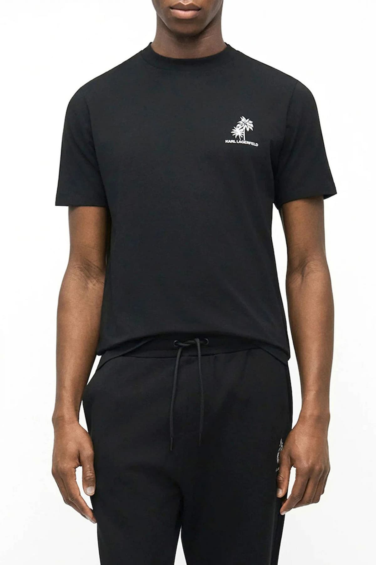 KARL LAGERFELD T-SHIRT CREW NECK LOGO ΜΑΥΡΟ