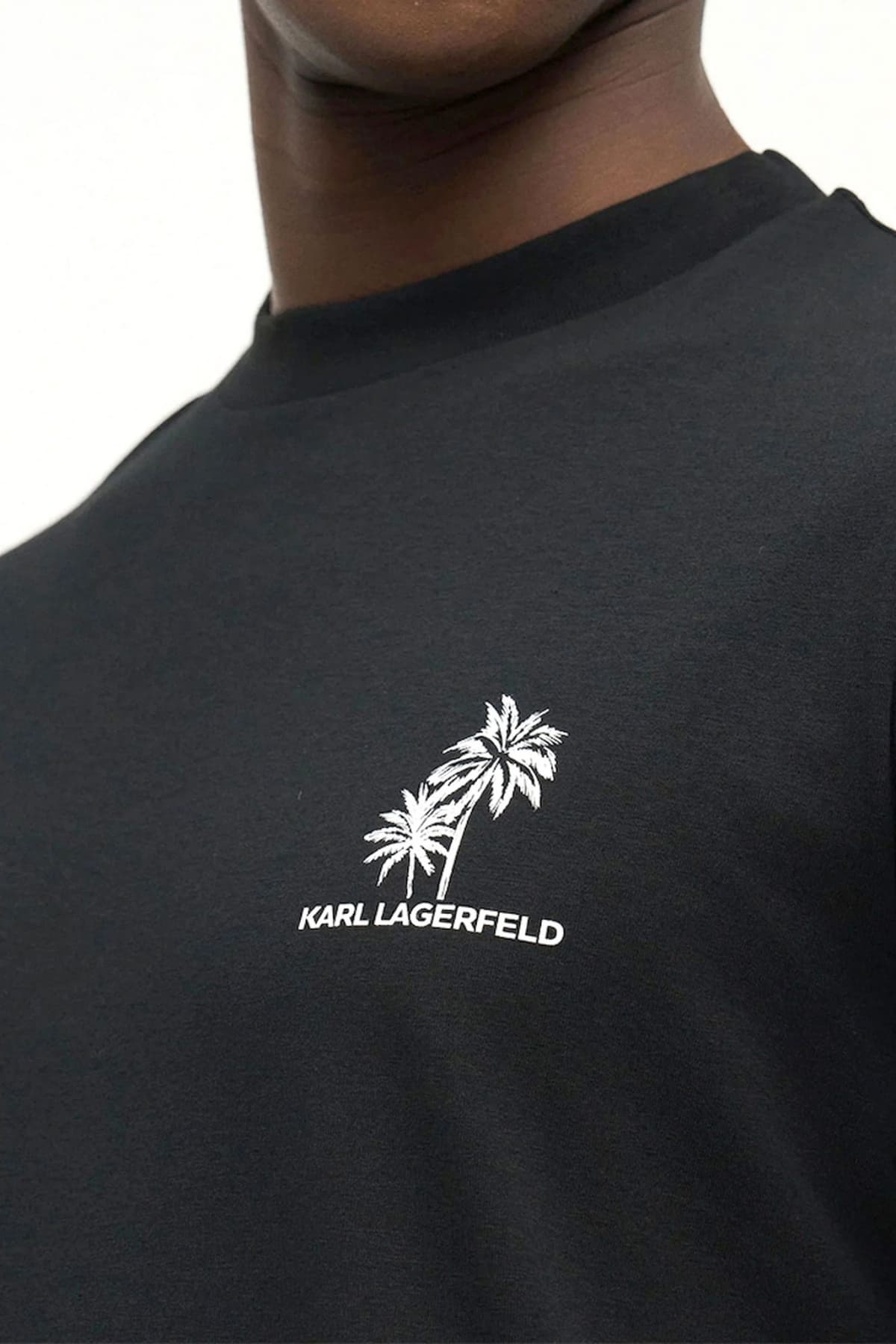 KARL LAGERFELD T-SHIRT CREW NECK LOGO ΜΑΥΡΟ