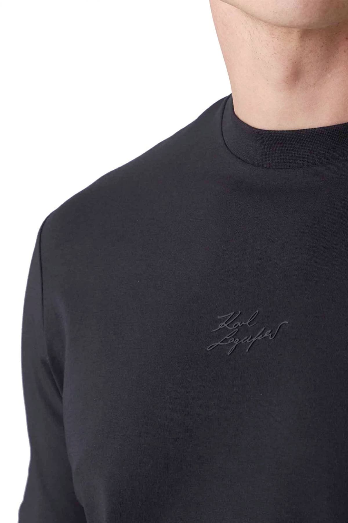 KARL LAGERFELD T-SHIRT CREW NECK LOGO ΜΠΛΕ