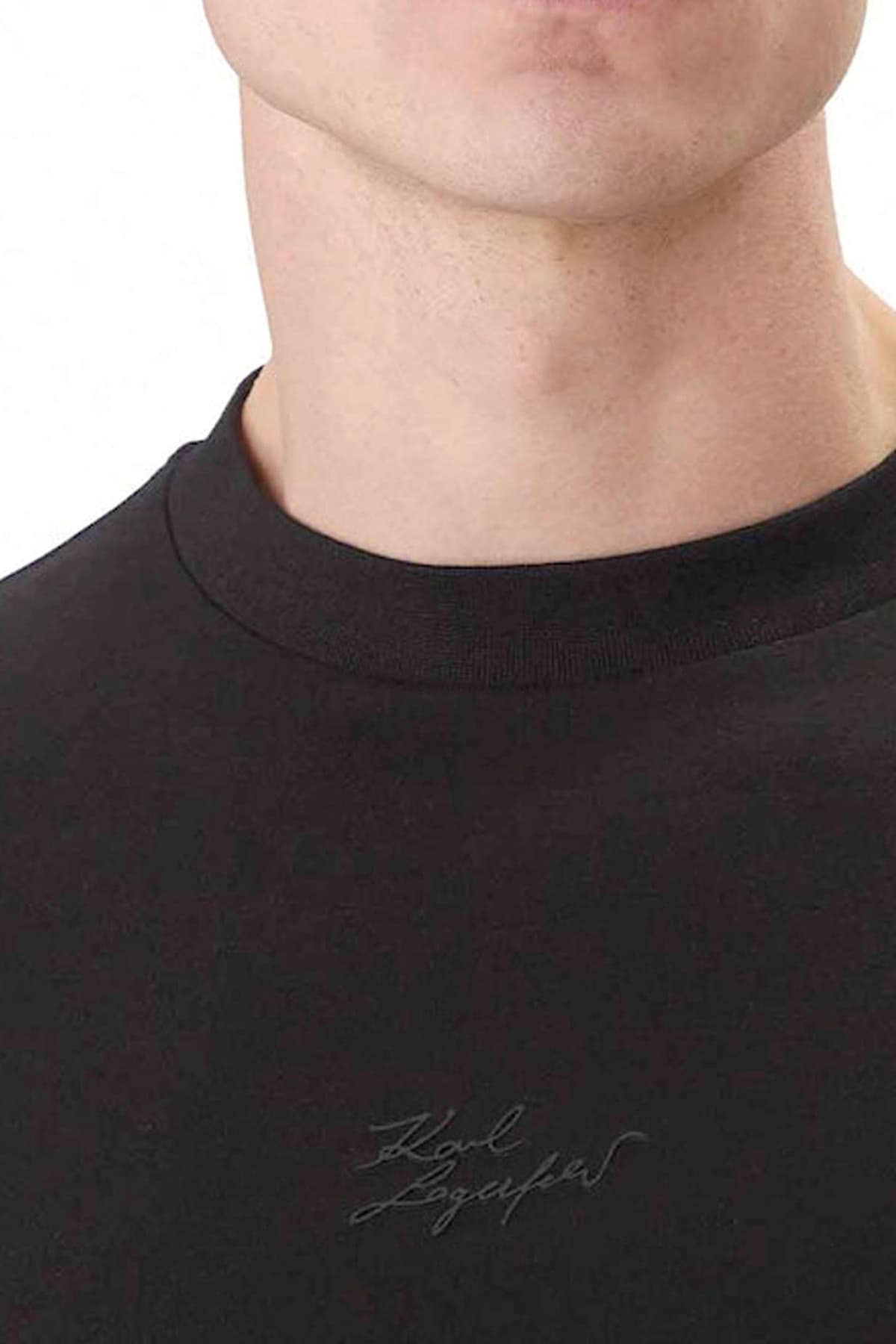 KARL LAGERFELD T-SHIRT CREW NECK LOGO ΜΑΥΡΟ