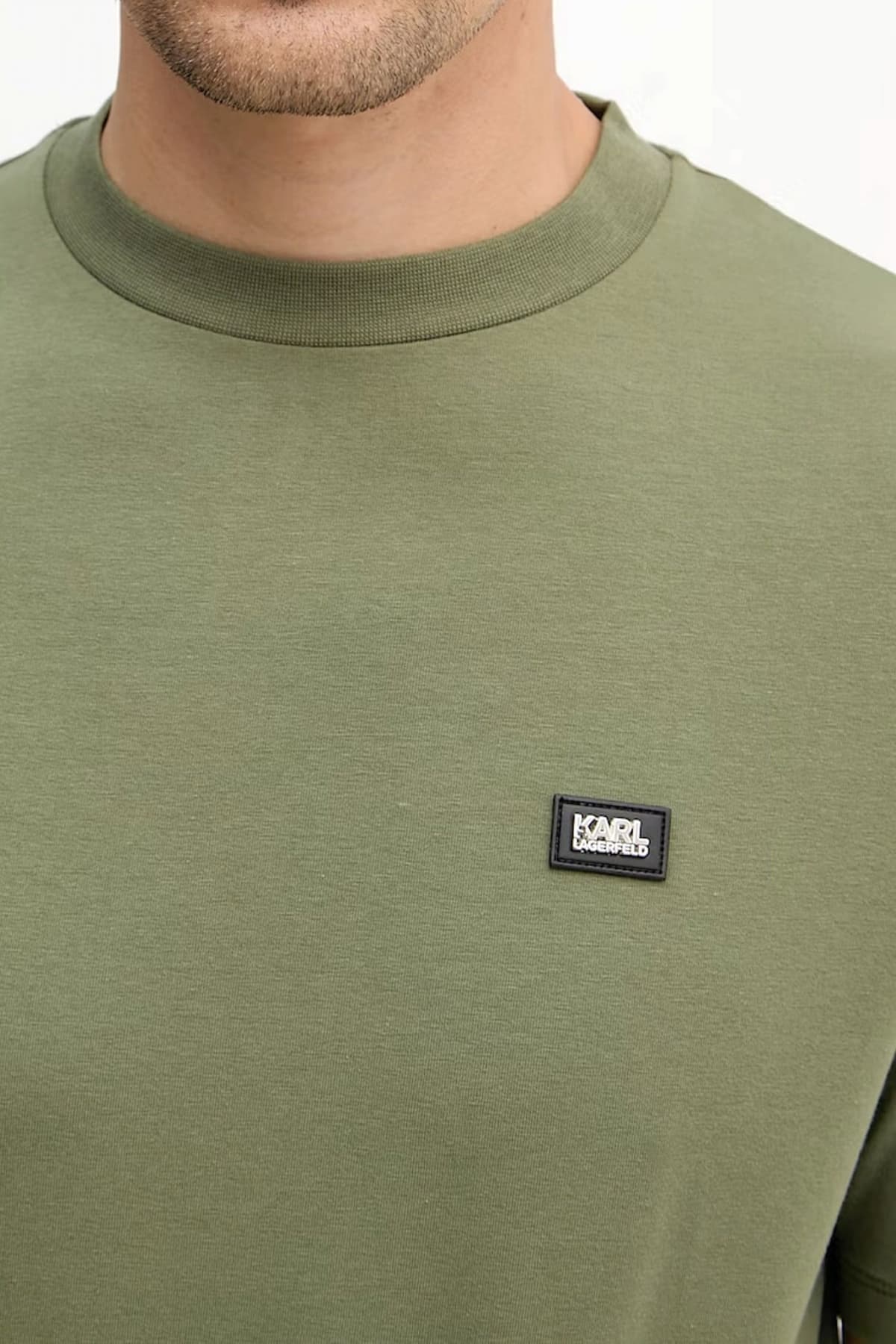 KARL LAGERFELD T-SHIRT CREW NECK METALLIC LOGO ΧΑΚΙ