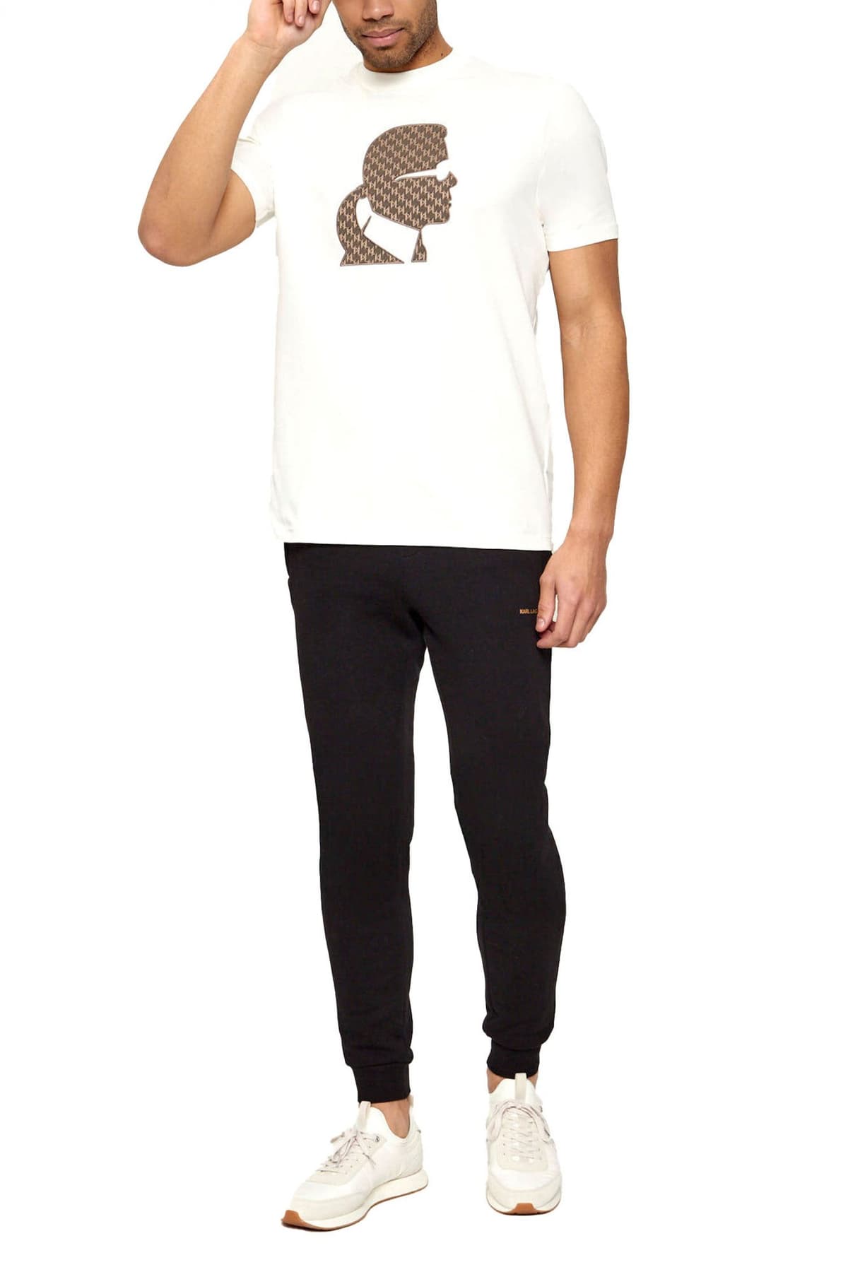 KARL LAGERFELD T-SHIRT CREW NECK BIG LOGO ΥΠΟΛΕΥΚΟ