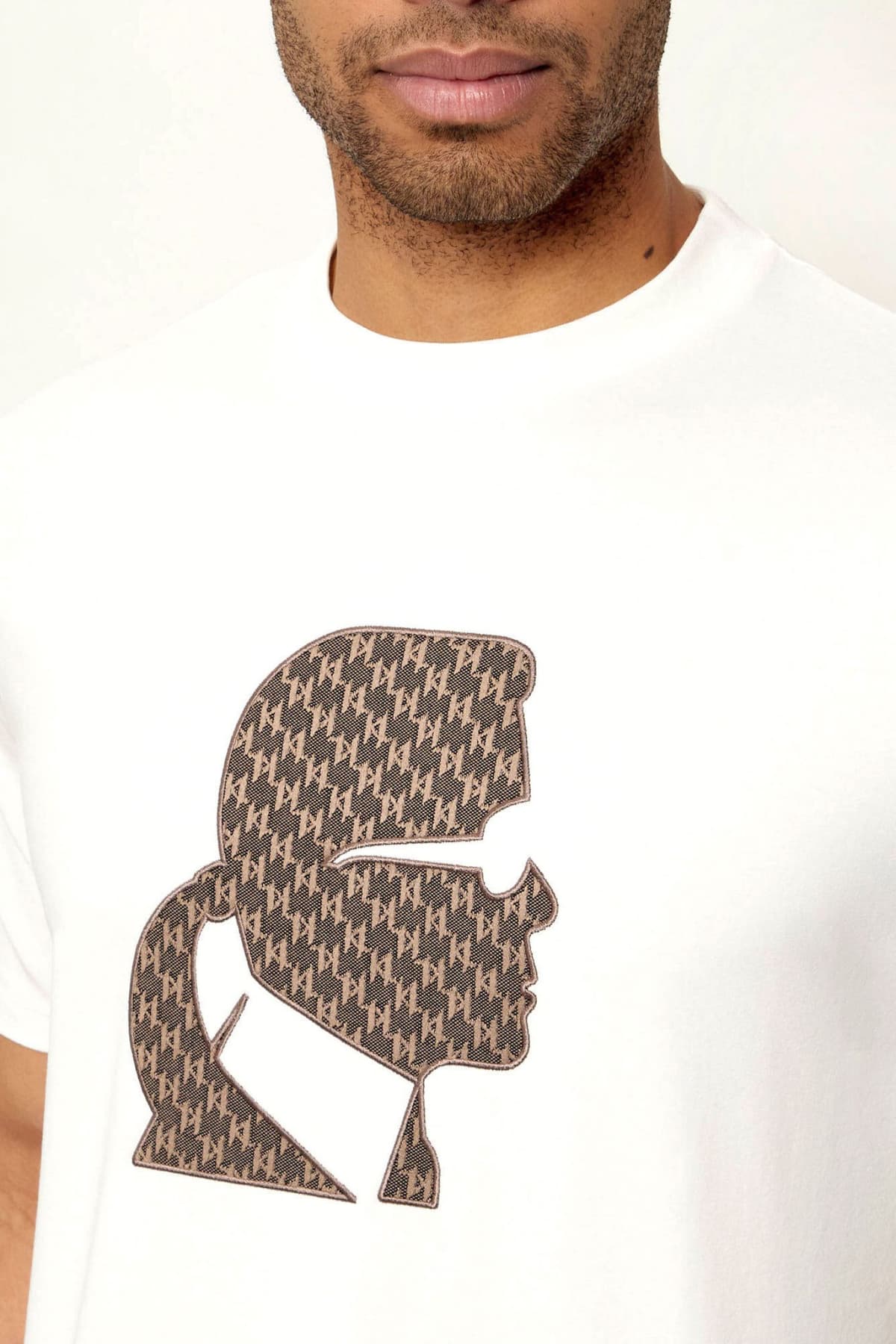 KARL LAGERFELD T-SHIRT CREW NECK BIG LOGO ΥΠΟΛΕΥΚΟ