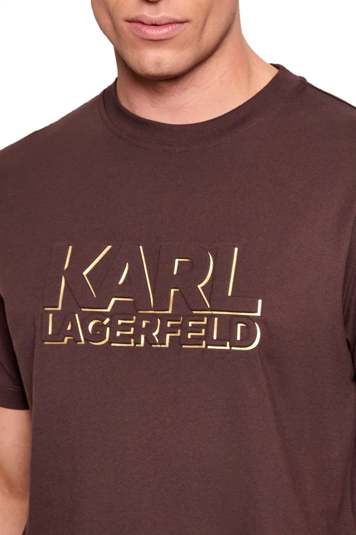 KARL LAGERFELD T-SHIRT CREW NECK GOLD LOGO ΚΑΦΕ