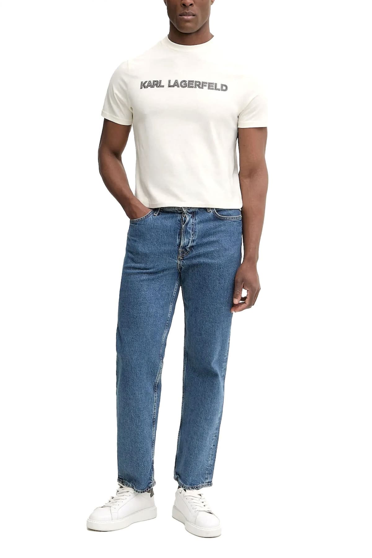 KARL LAGERFELD T-SHIRT CREW NECK BIG LOGO ΥΠΟΛΕΥΚΟ