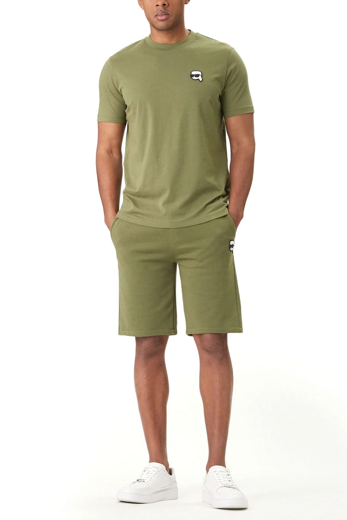 KARL LAGERFELD T-SHIRT CREW NECK LOGO ΧΑΚΙ