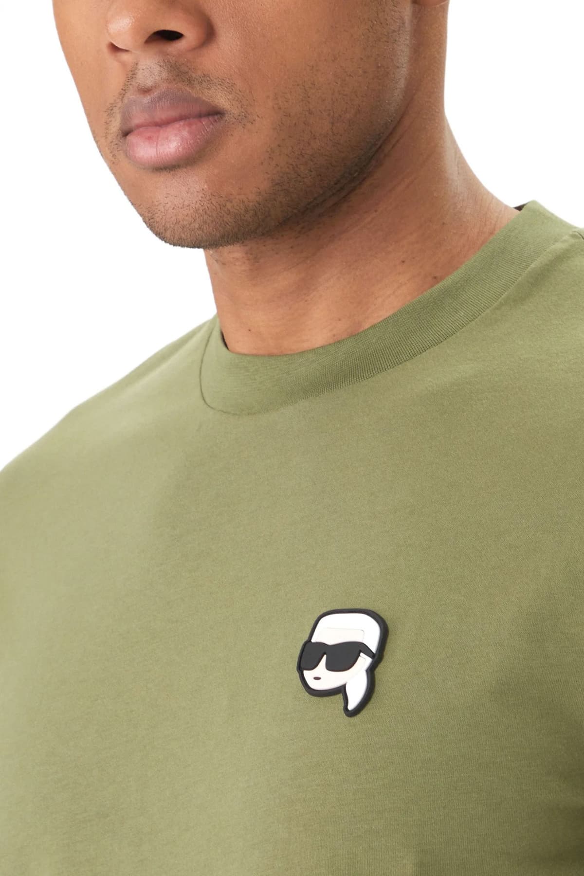 KARL LAGERFELD T-SHIRT CREW NECK LOGO ΧΑΚΙ